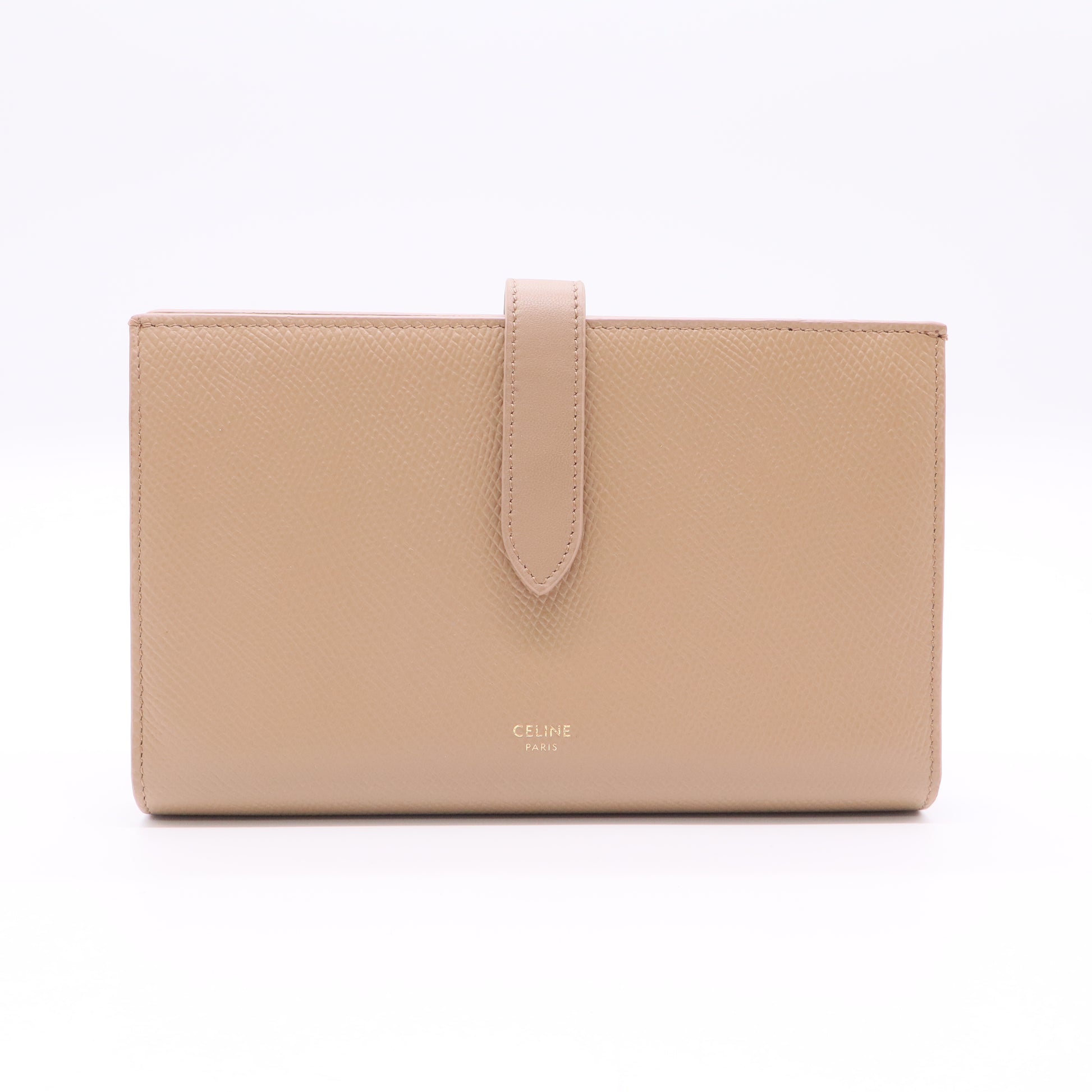 Celine Strap Wallet Grained Calfskin Twins