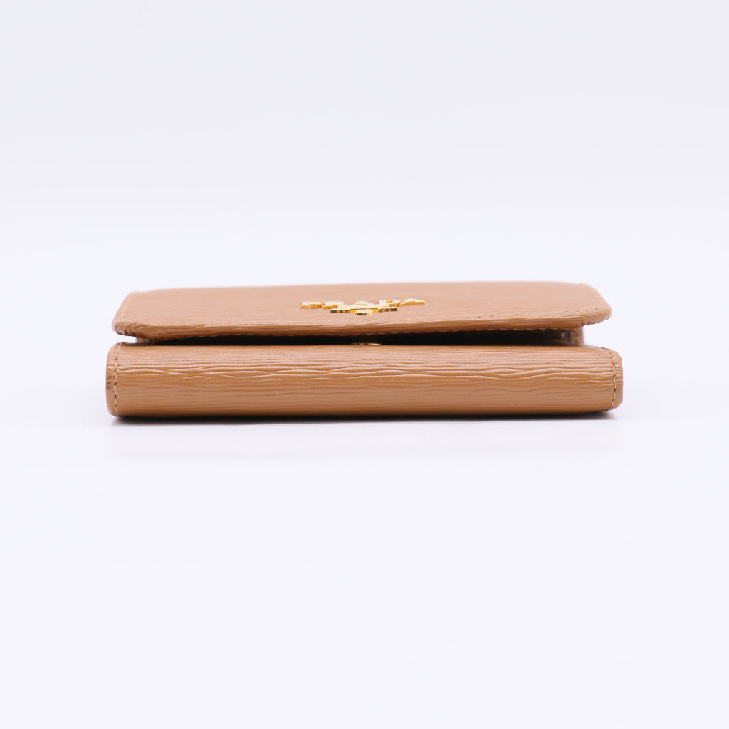 Prada Tan Vittello Move Leather Trifold Wallet W22580