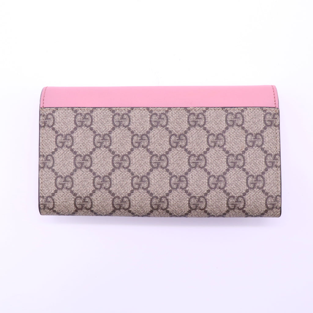 Gucci GG Supreme Pearl Scalloped Continental Wallet Pink W21384