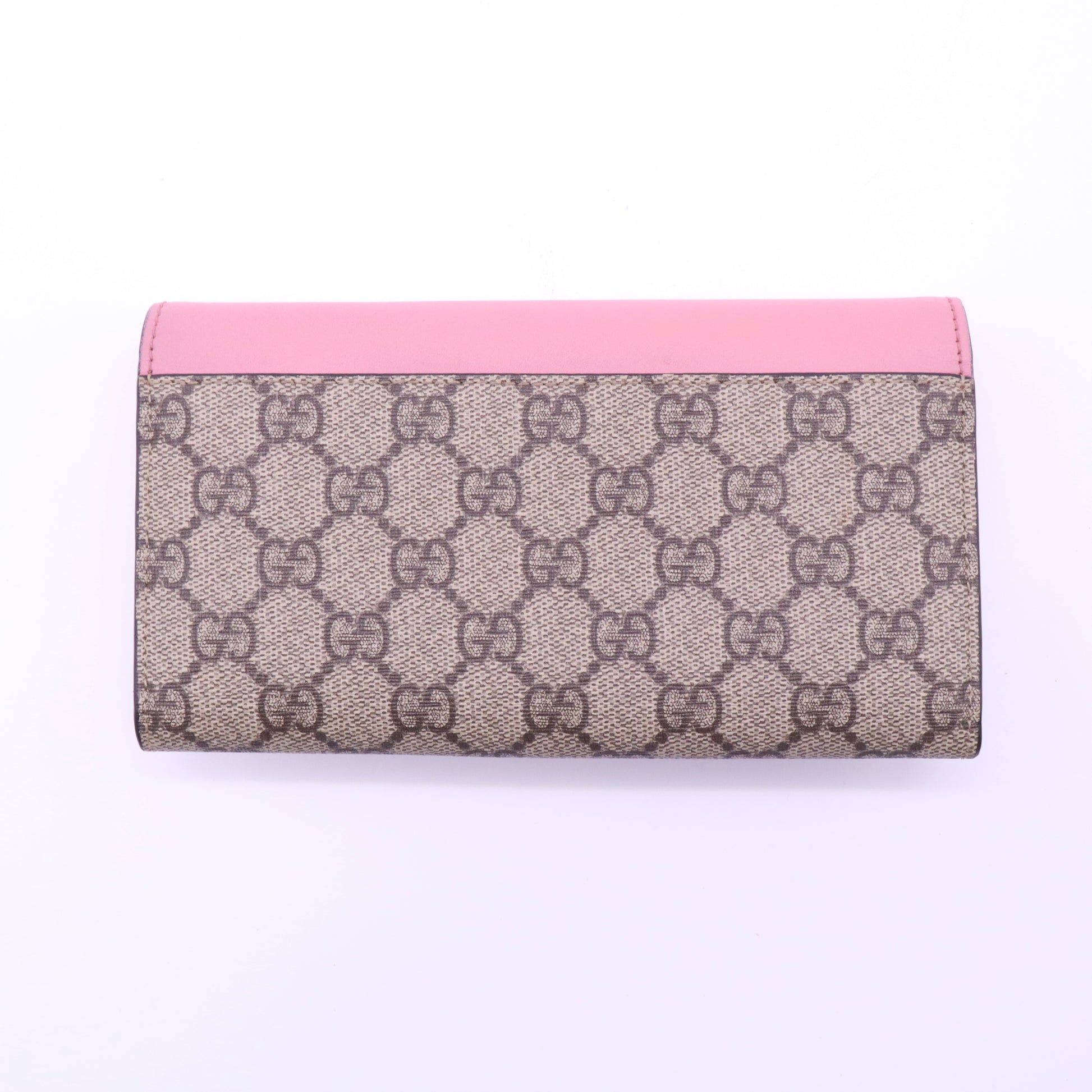 Gucci GG Supreme Pearl Scalloped Continental Wallet Pink W21384