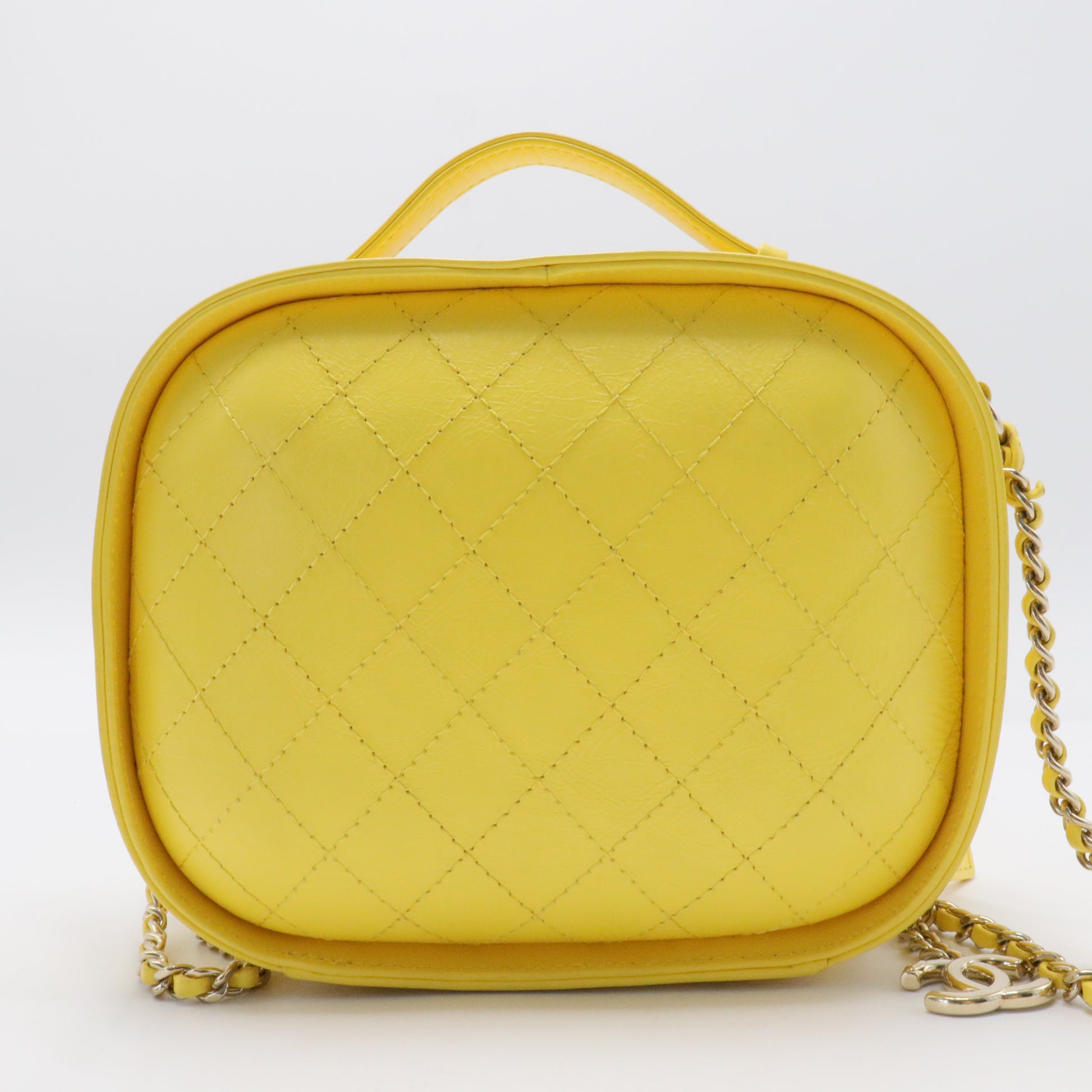 Vanity Case Bag Quilted Crumpled Calfskin Small