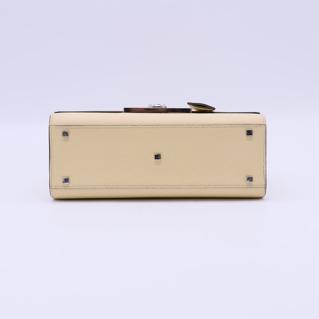 Moynat Taurillon Blush Rejane PM Yellow Twins