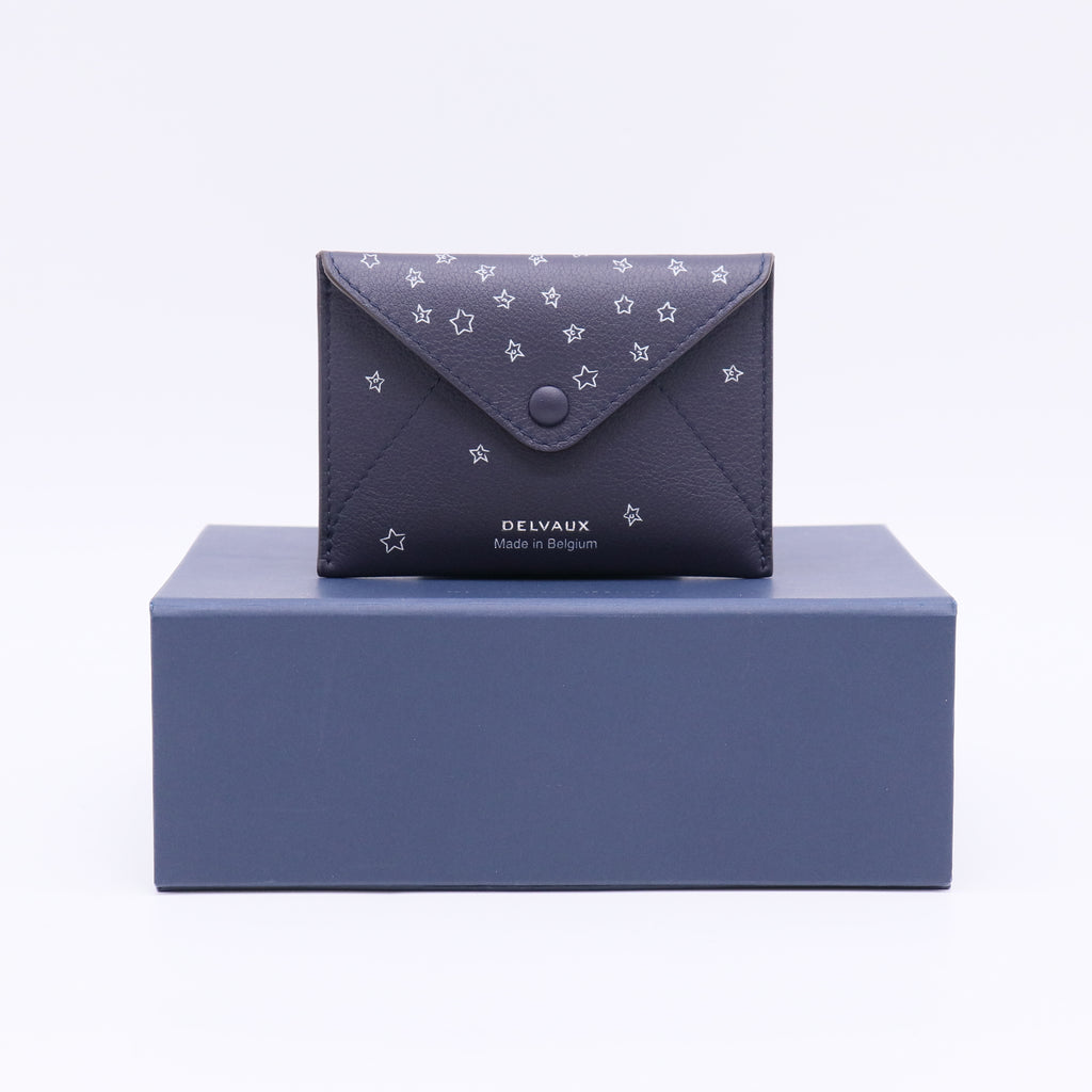 Dark Blue Grain Leather Envelope Style Card Holder W22557