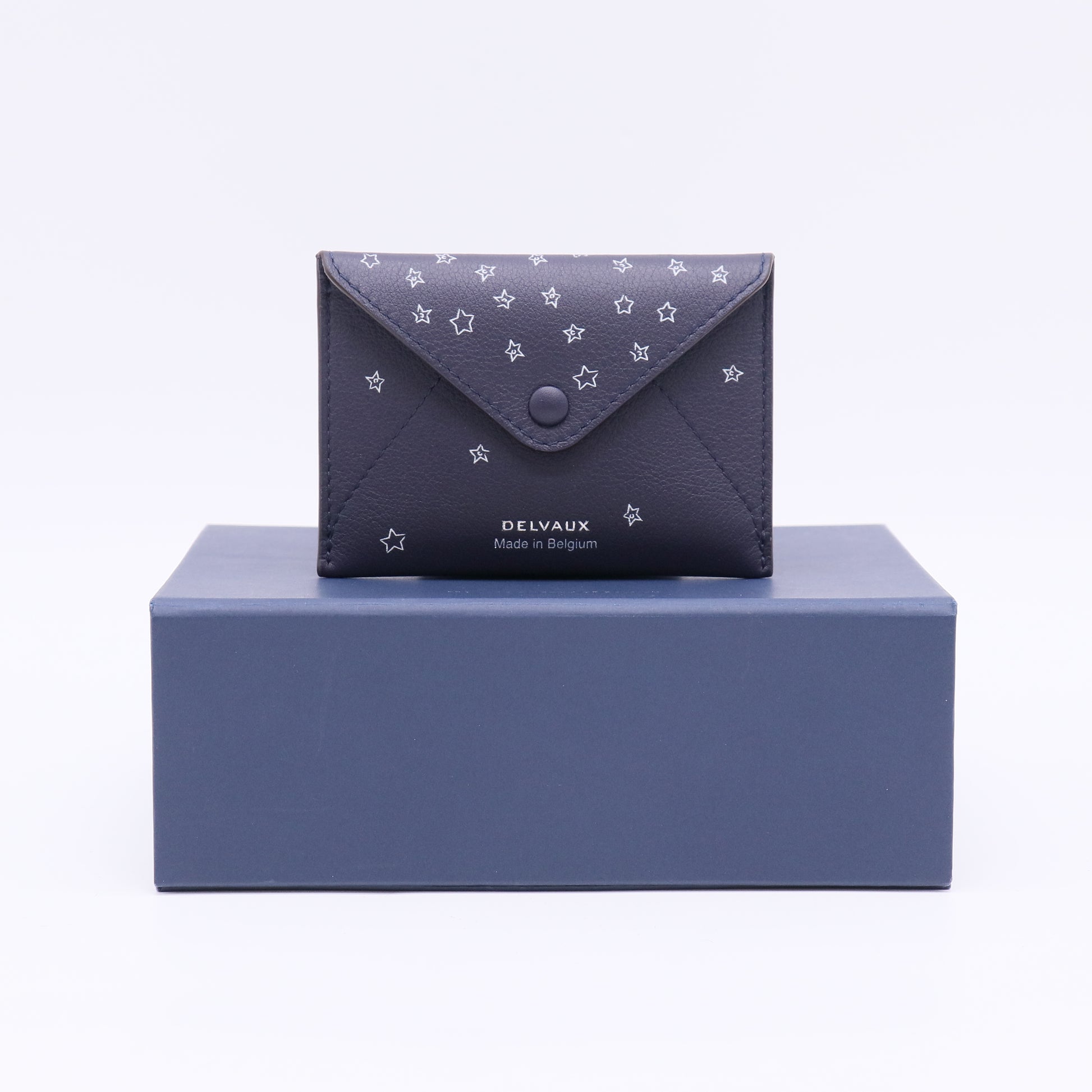 Dark Blue Grain Leather Envelope Style Card Holder W22557