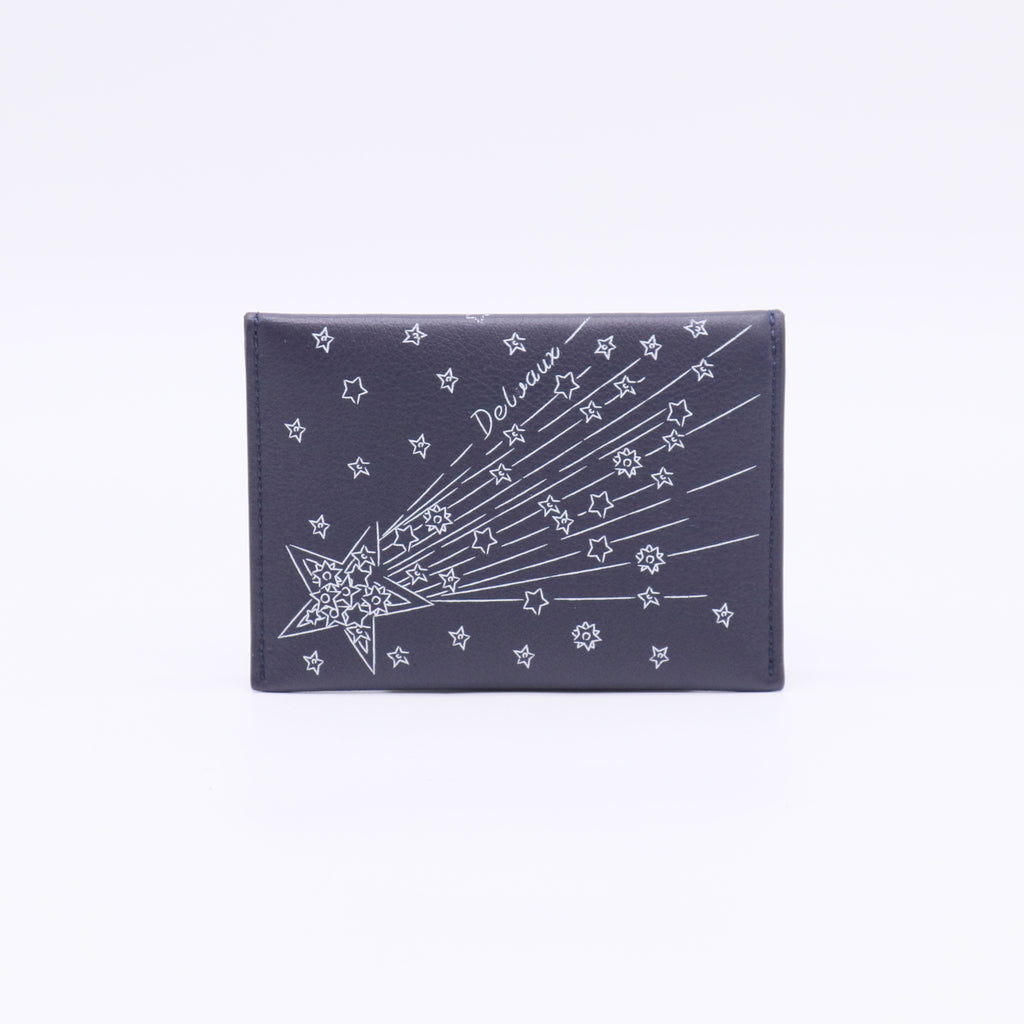 Dark Blue Grain Leather Envelope Style Card Holder W22557