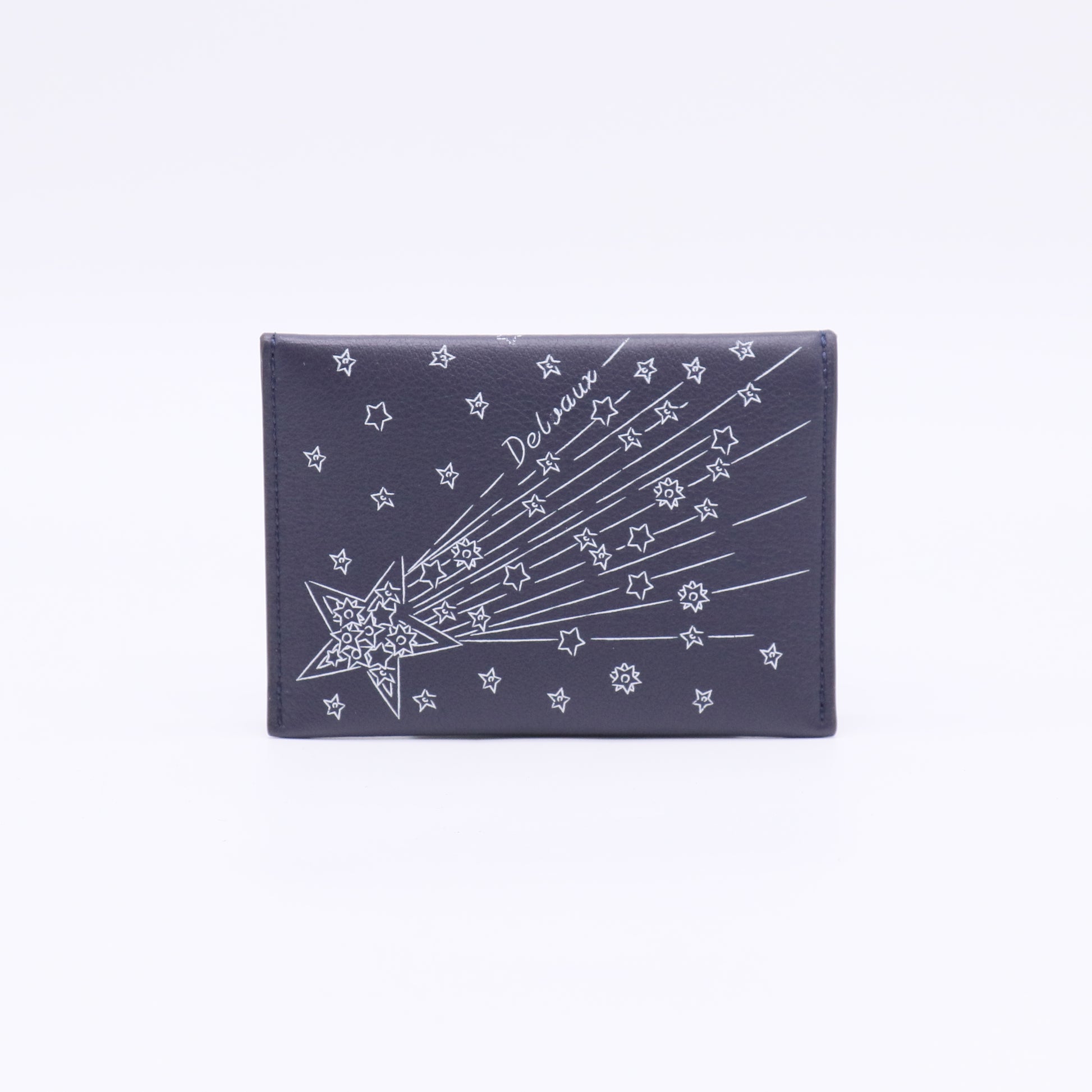 Dark Blue Grain Leather Envelope Style Card Holder W22557