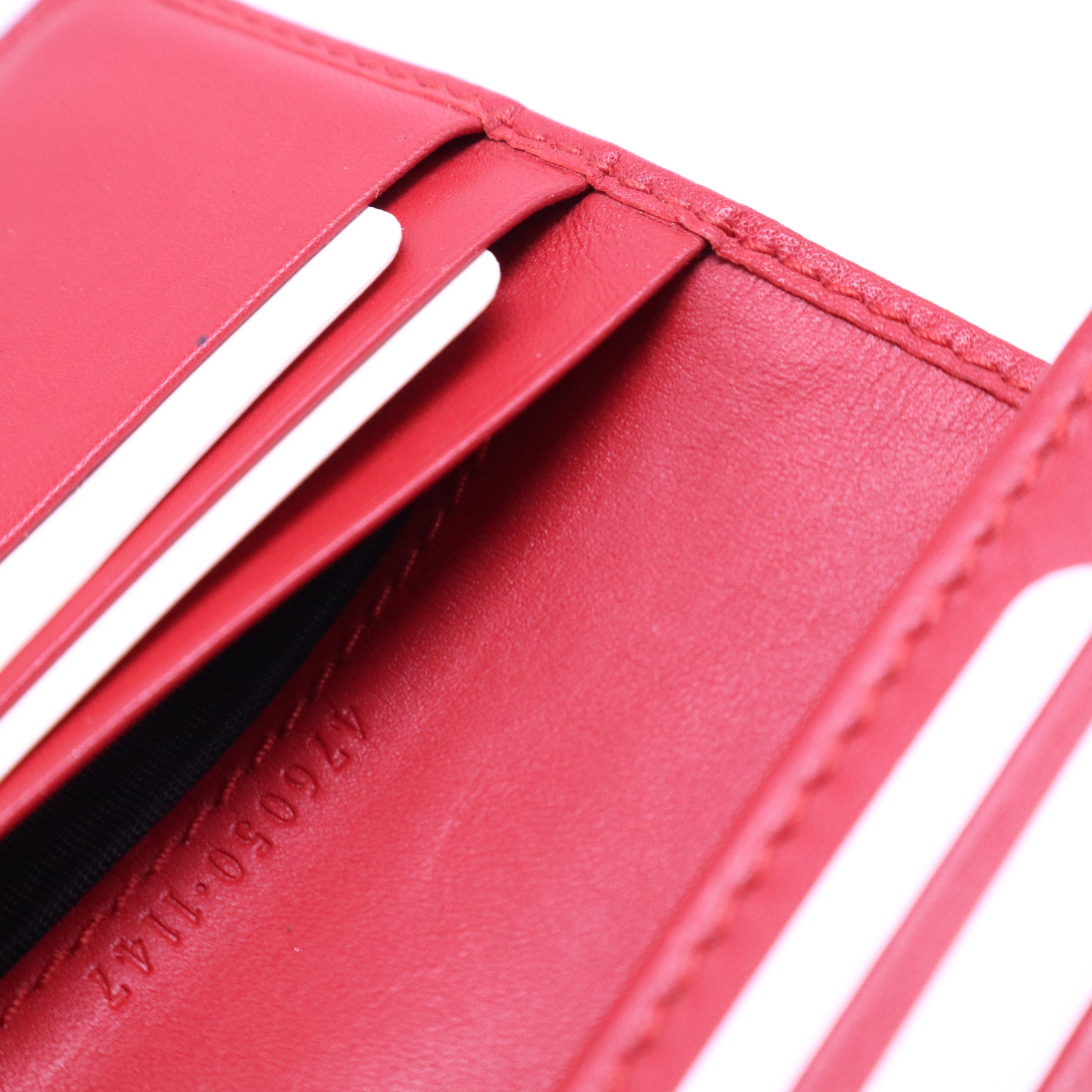GG Supreme Monogram Cherry Embellished Card Case Wallet Hibiscus Red W20862