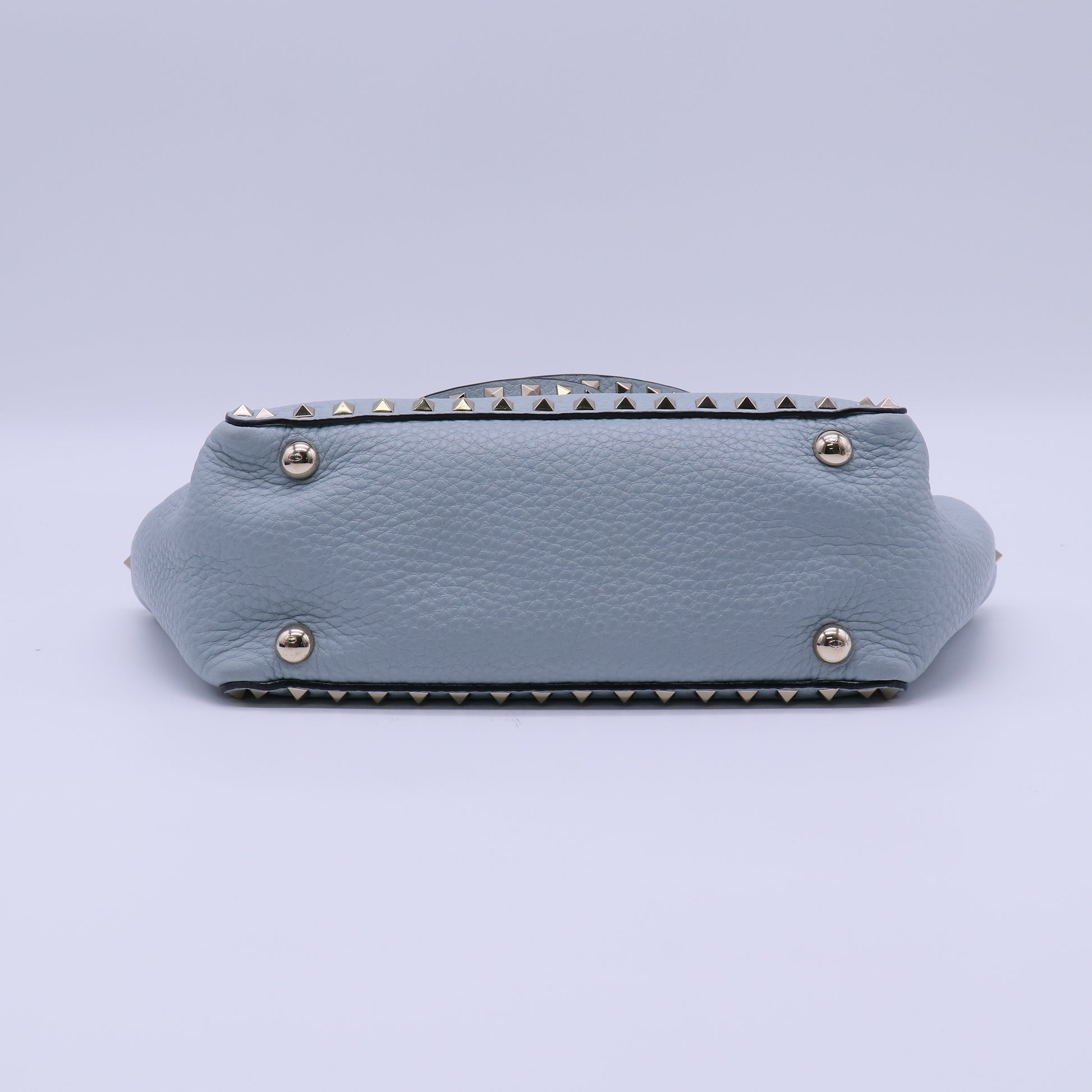 Valentino Garavani Calfskin Medium Rockstud Tote Blue twins B20345