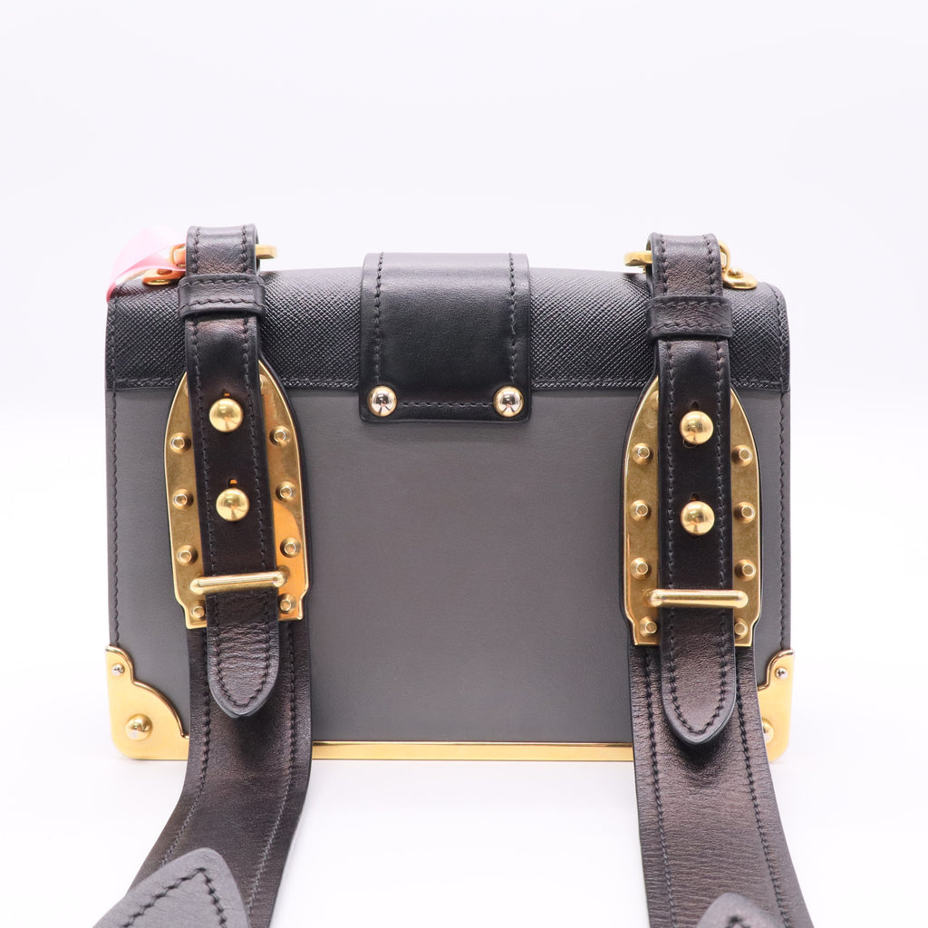 Prada Cahier Crossbody Bag Leather and Saffiano Leather Large Twins