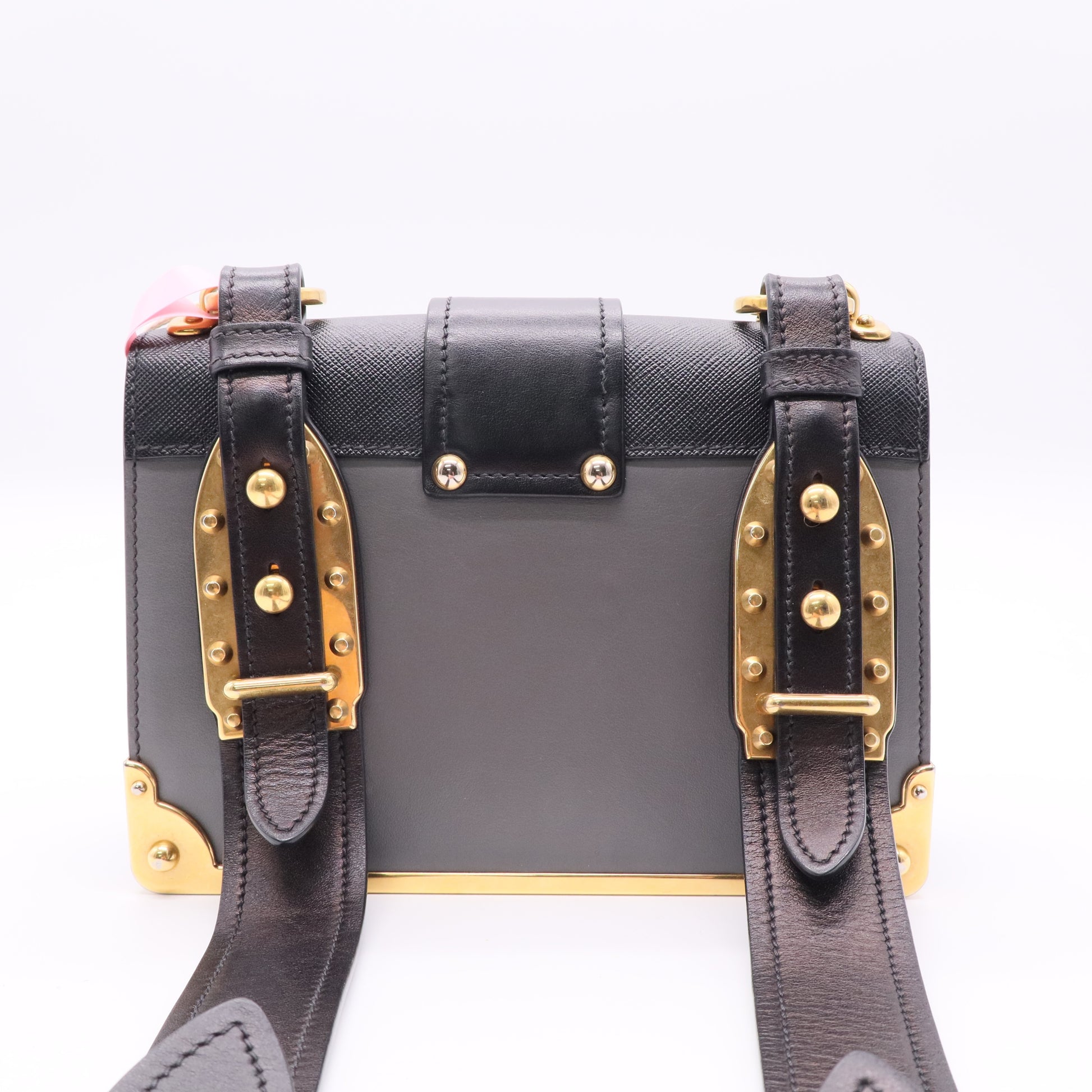 Prada Cahier Crossbody Bag Leather and Saffiano Leather Large Twins