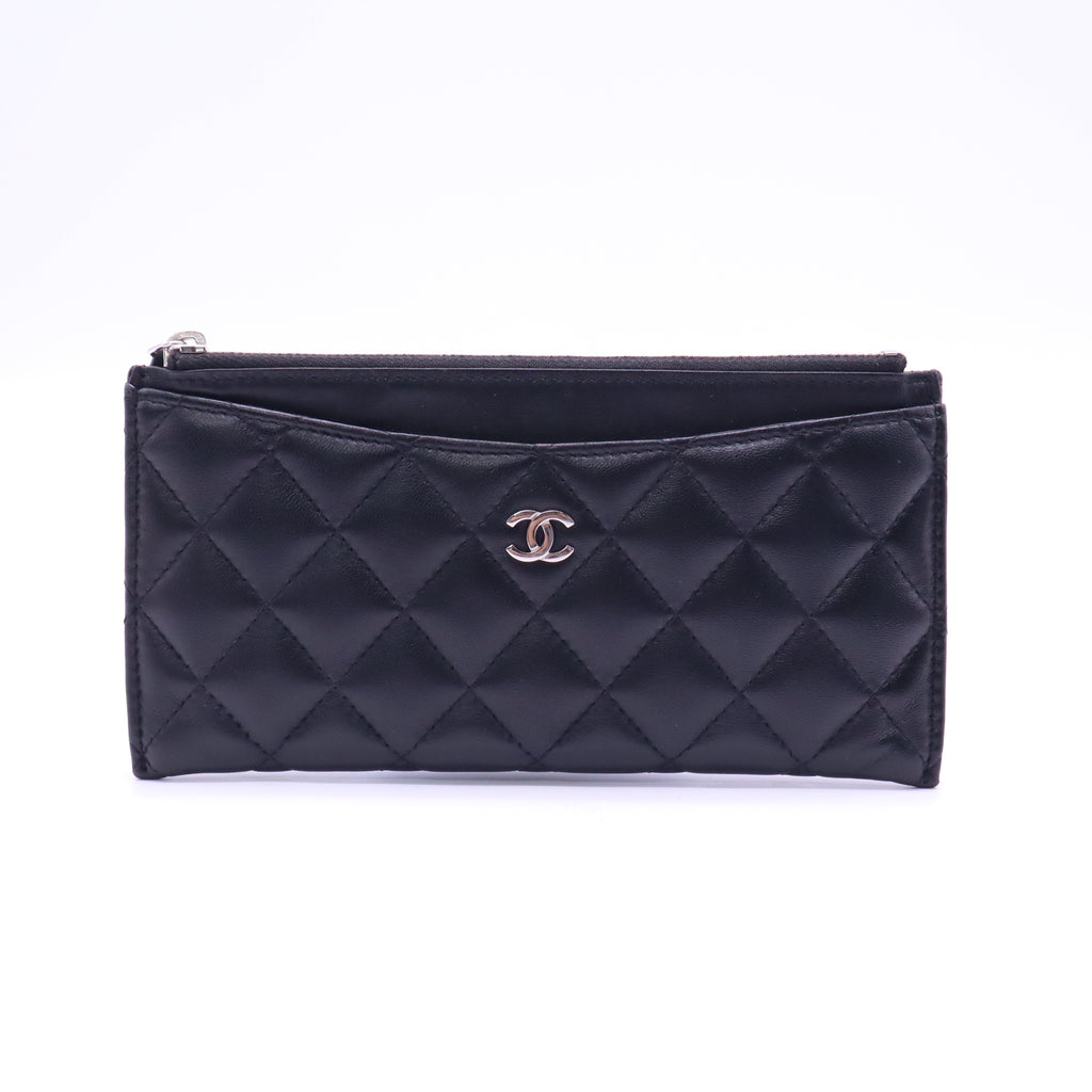 Lambskin Quilted Classic Zip Pouch Black W21401