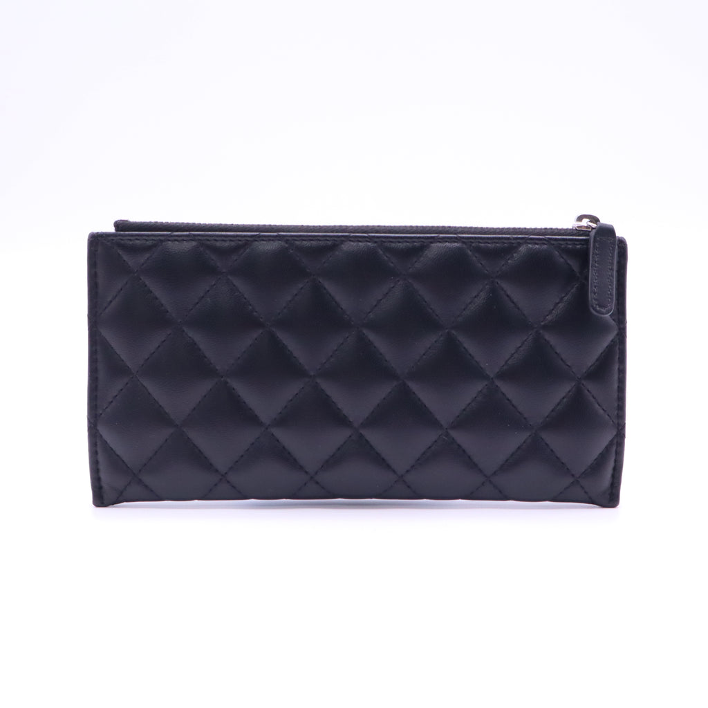 Lambskin Quilted Classic Zip Pouch Black W21401