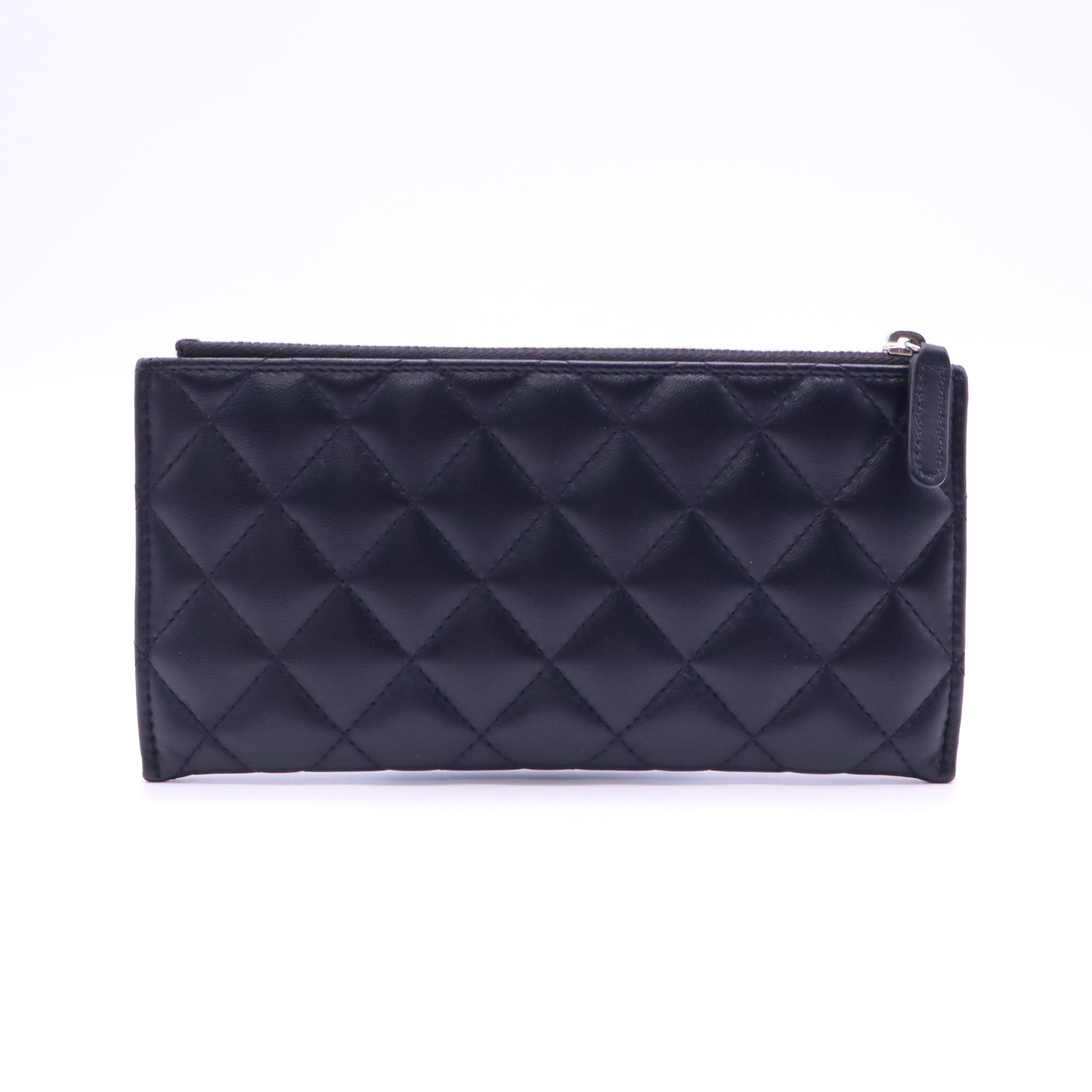 Lambskin Quilted Classic Zip Pouch Black W21401