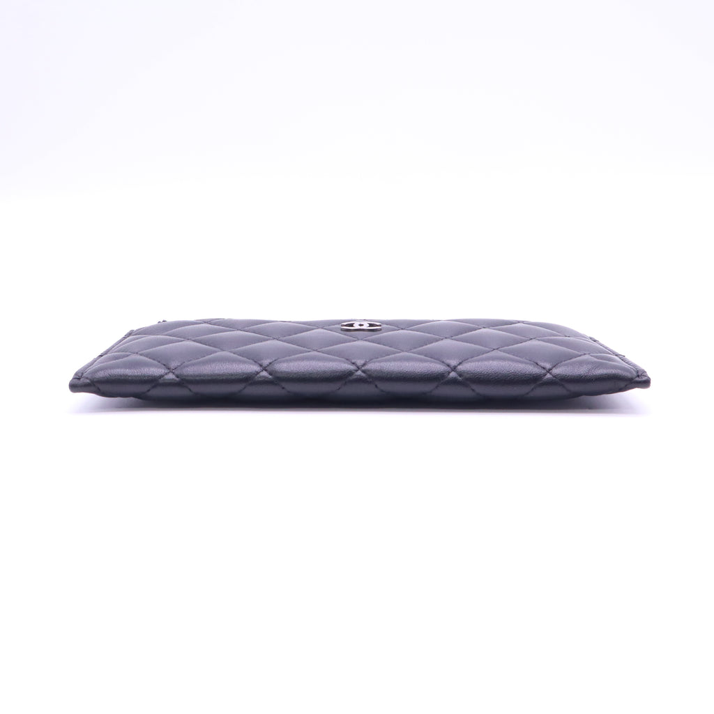 Lambskin Quilted Classic Zip Pouch Black W21401