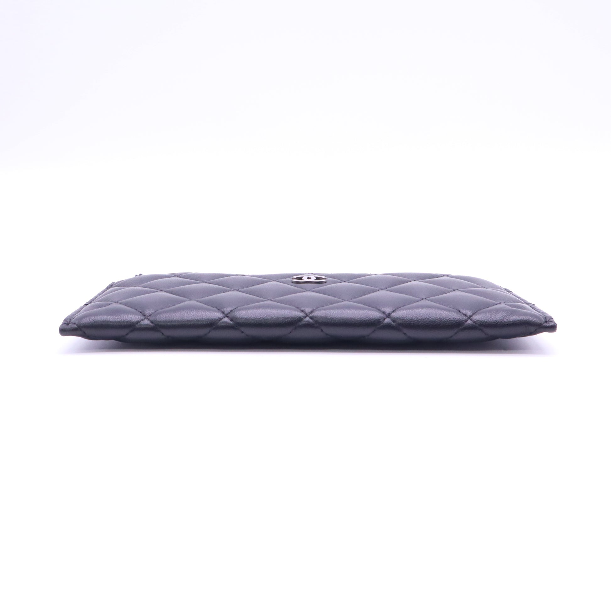 Lambskin Quilted Classic Zip Pouch Black W21401