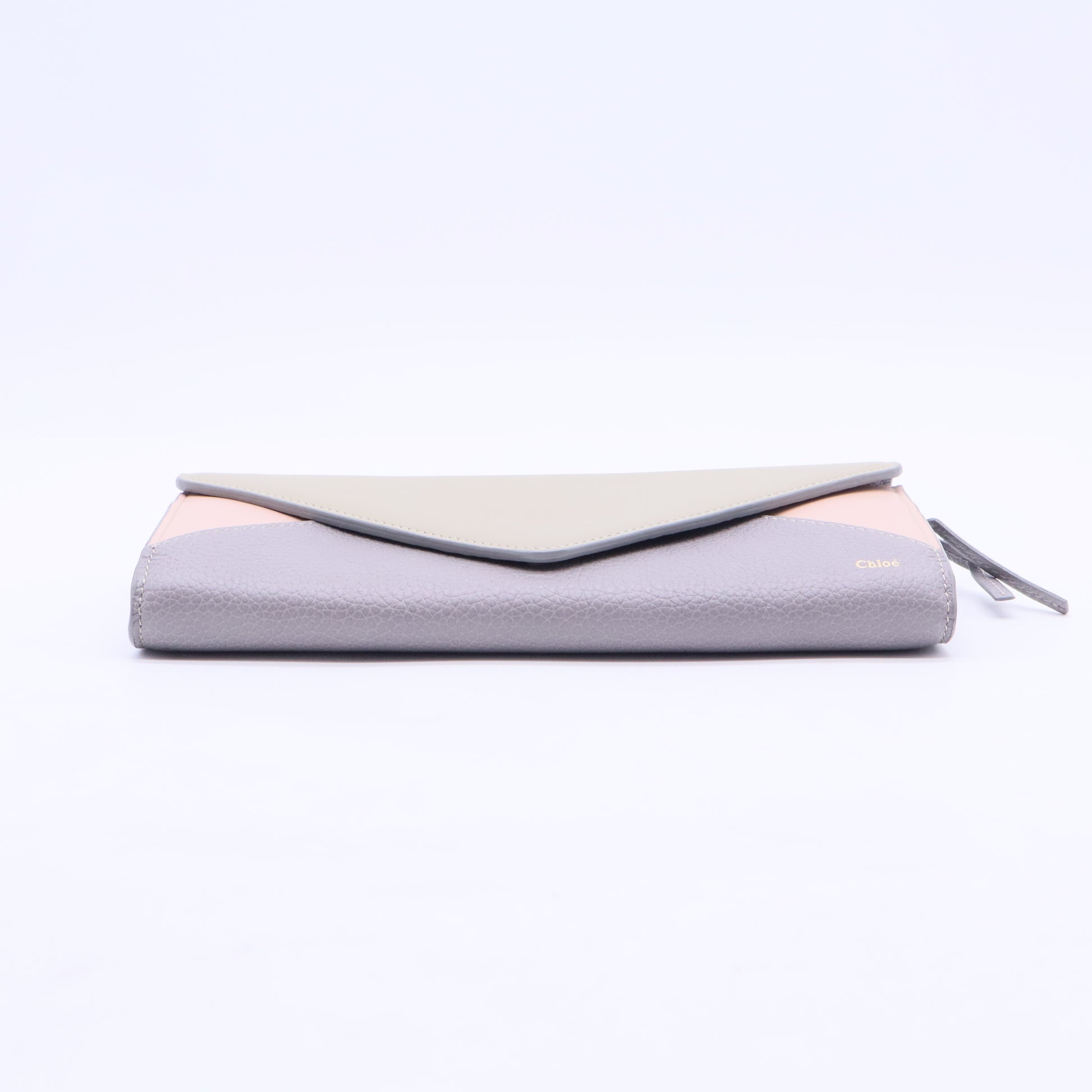 Green Grey Tricolor Leather Zip Envelope Wallet W20277