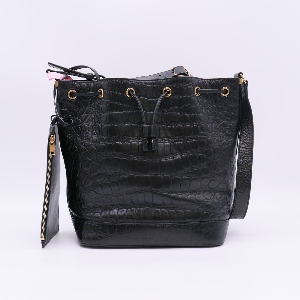 Saint Laurent Embossed Lather Le Monogramme Bucket Bag twins LDJ5586