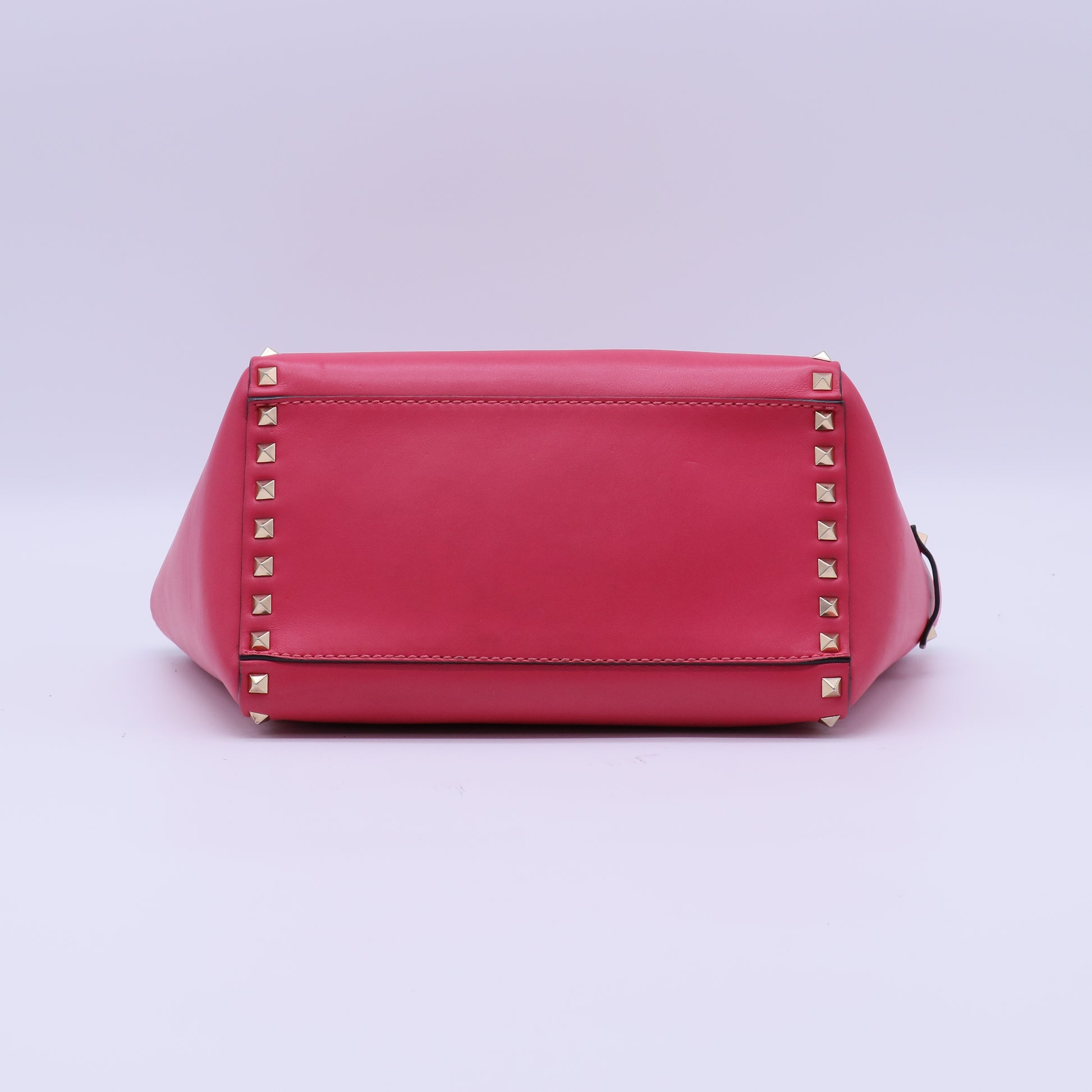 Valentino Pink Leather Rockstud Small Double Handle Tote Bag twins B21981