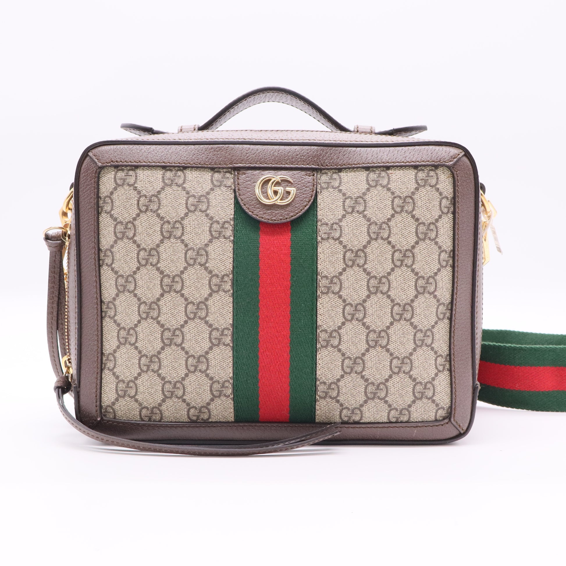 Gucci Ophidia Zip Around Camera Bag GG Coated Canvas Small Twins