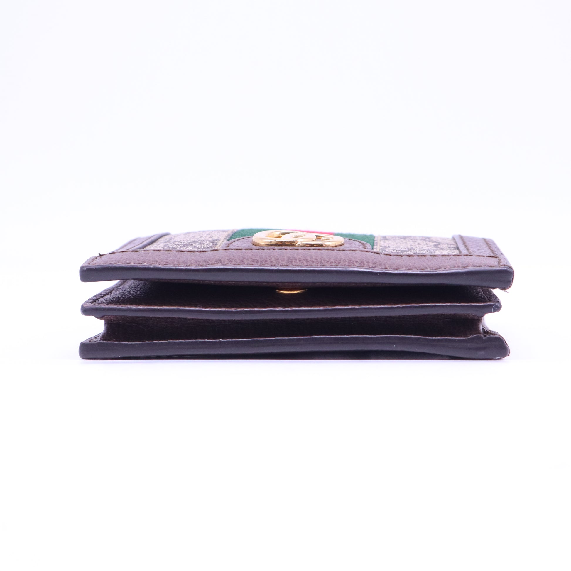 Beige/Brown GG Supreme Canvas and Leather Ophidia Web Compact Wallet W20864