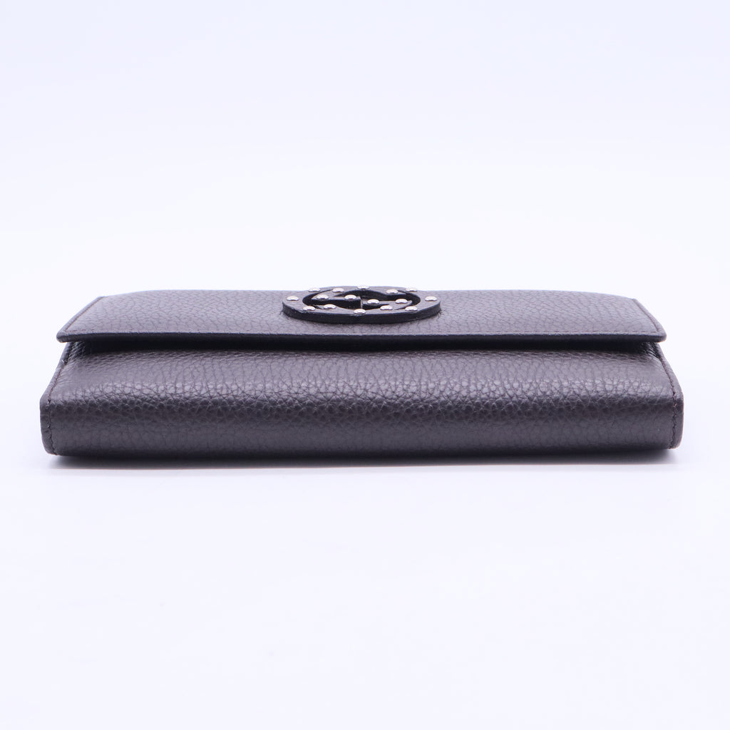 Black Leather Soho Studded Continental Wallet W20337