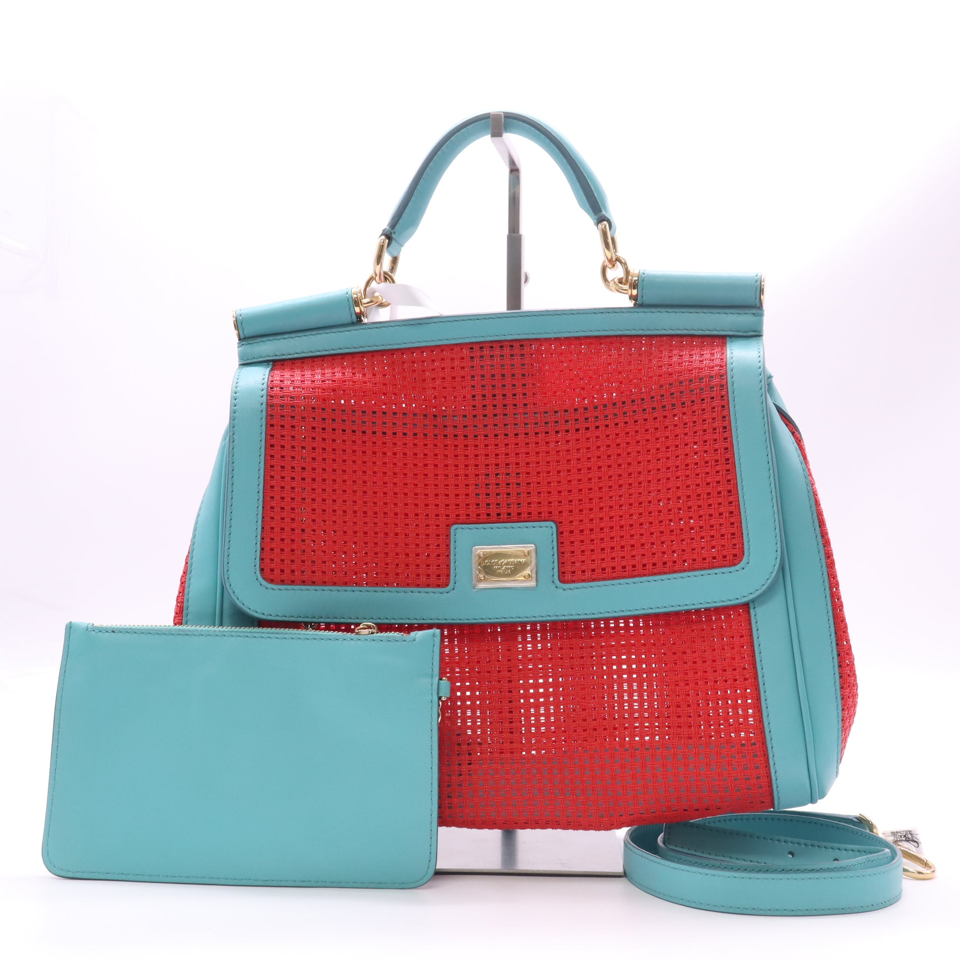 Dolce & Gabbana Miss Sicily  Woven Raffia Calfskin Large Twins B23250
