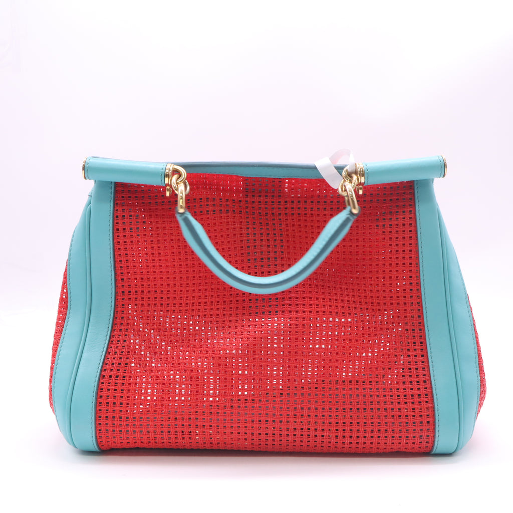 Dolce & Gabbana Miss Sicily  Woven Raffia Calfskin Large Twins B23250