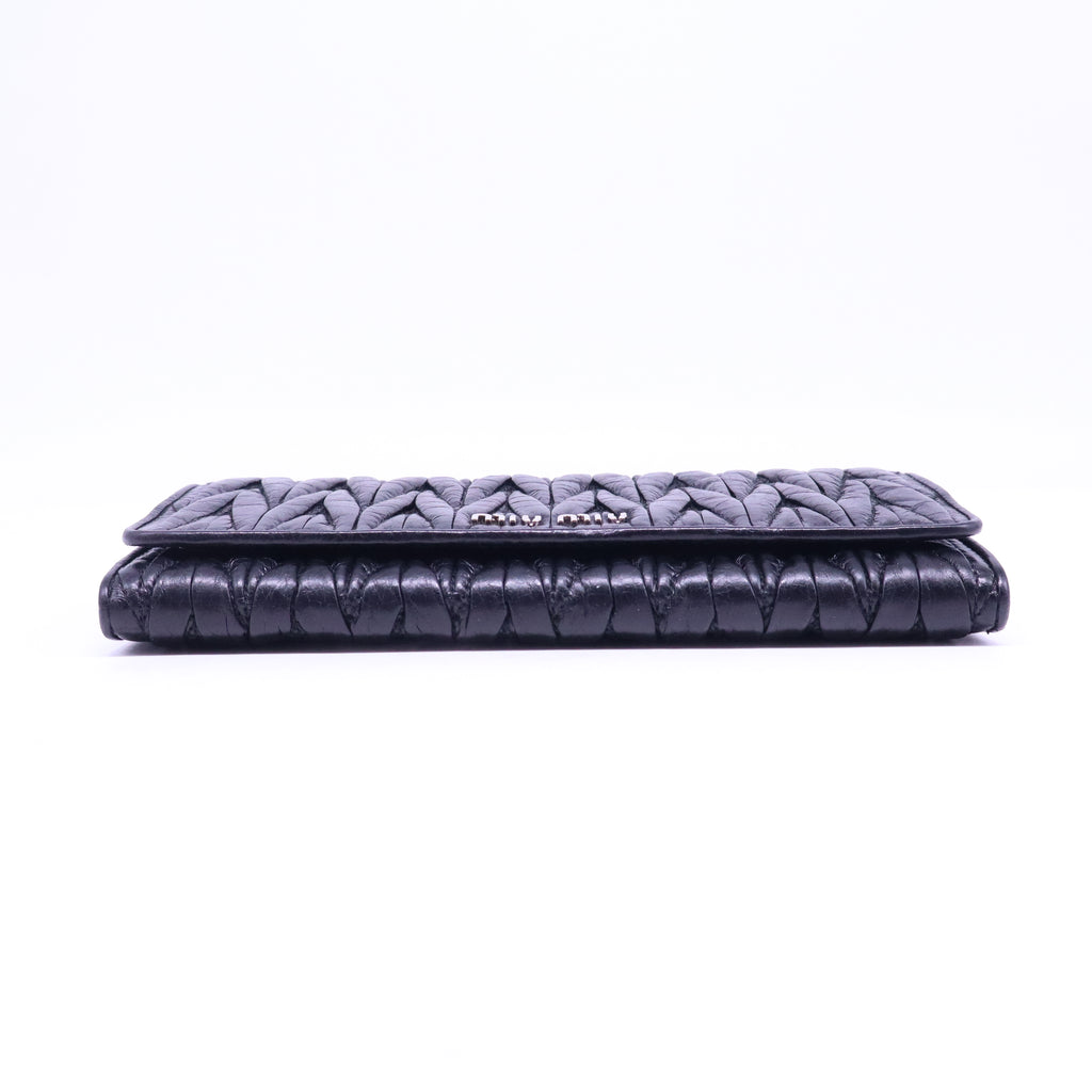 Miu Miu Nappa Matelasse Flap Wallet Black W20858