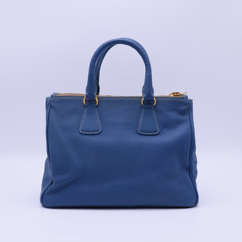 Prada Cobalto Vitello Daino Leather Shopping Tote Bag twins B21454
