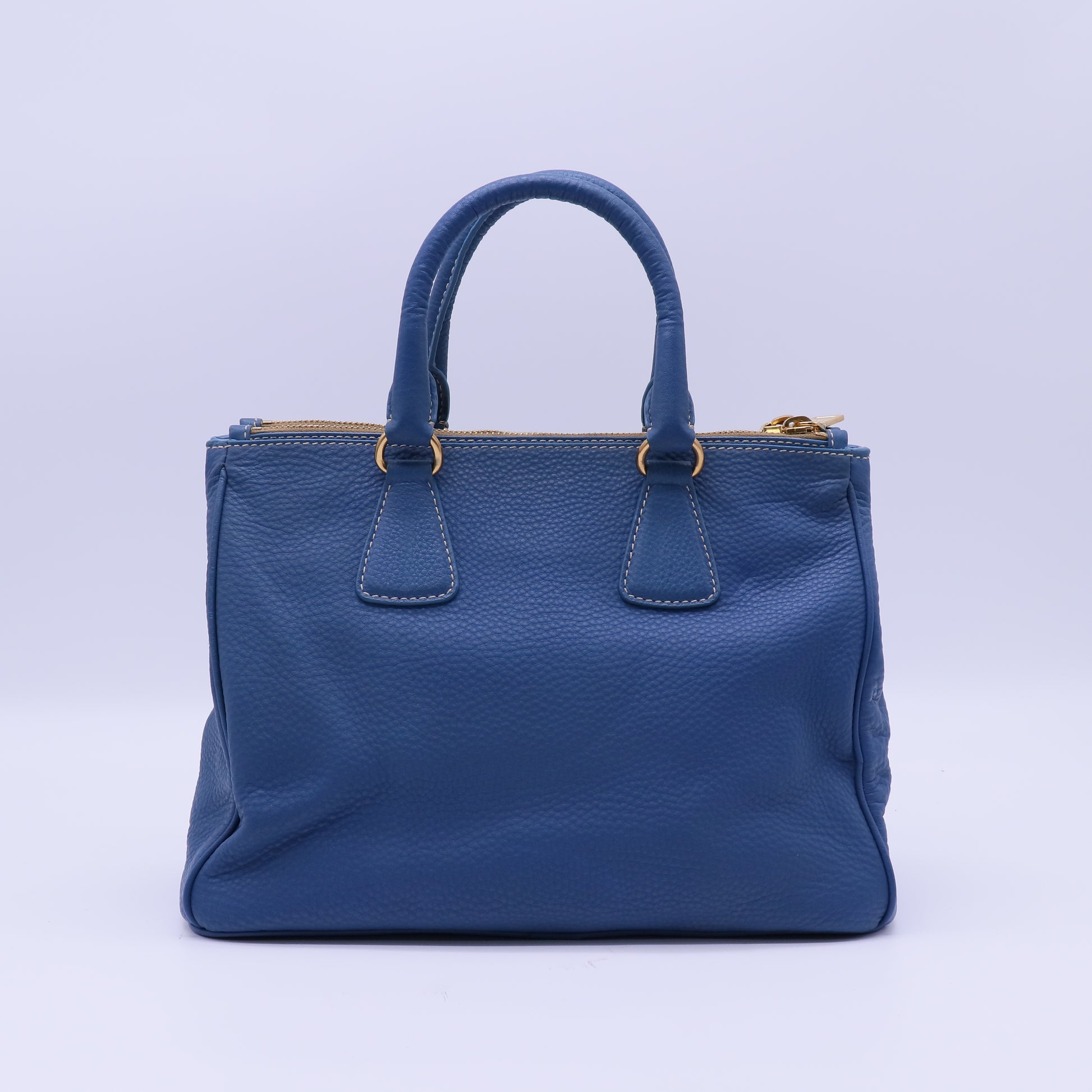 Prada Cobalto Vitello Daino Leather Shopping Tote Bag twins B21454