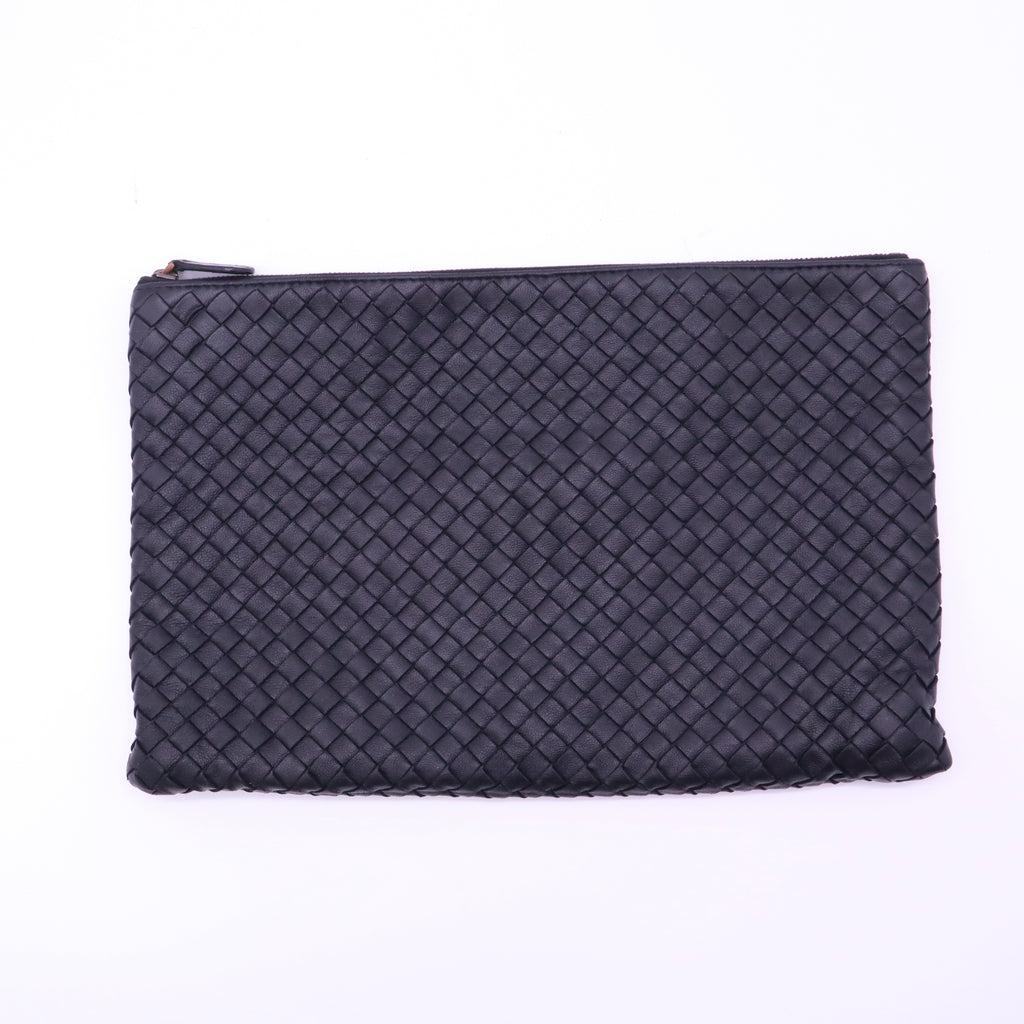 Bottega Veneta Intrecciato Leather Document Case Black W21392