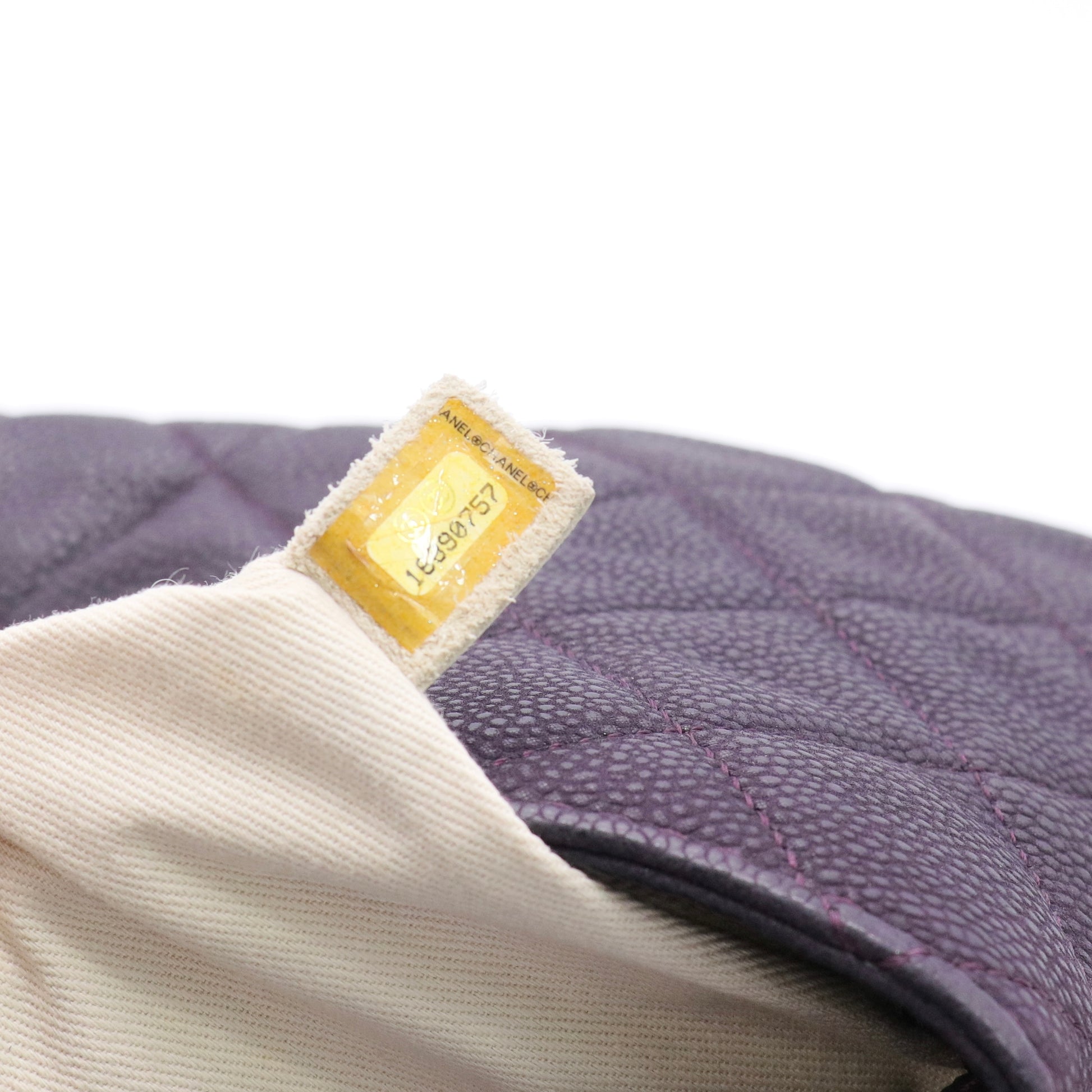 Iridescent Caviar Quilted Lady Pearly Flap Plum twins