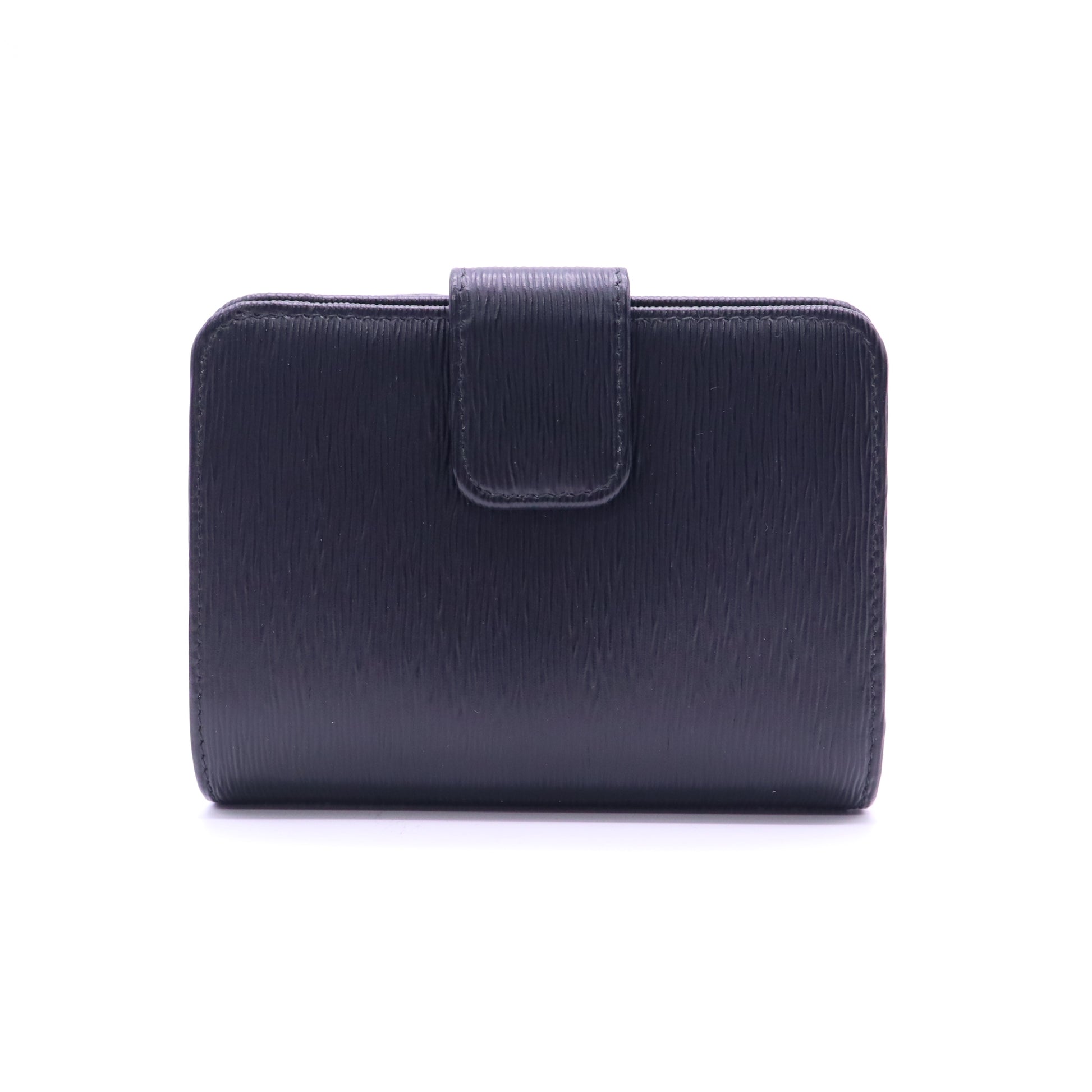 Prada Vitello Move Triangle Logo Compact Wallet Navy W21346
