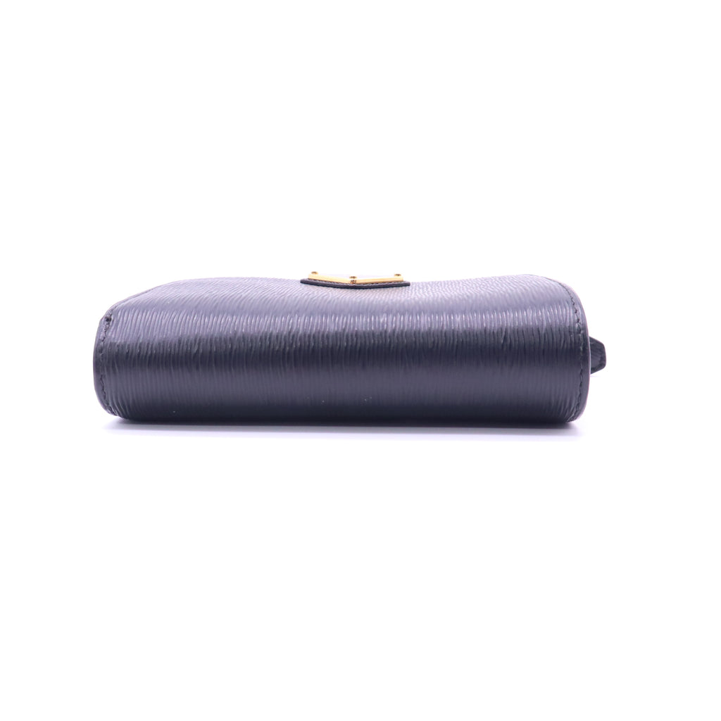 Prada Vitello Move Triangle Logo Compact Wallet Navy W21346