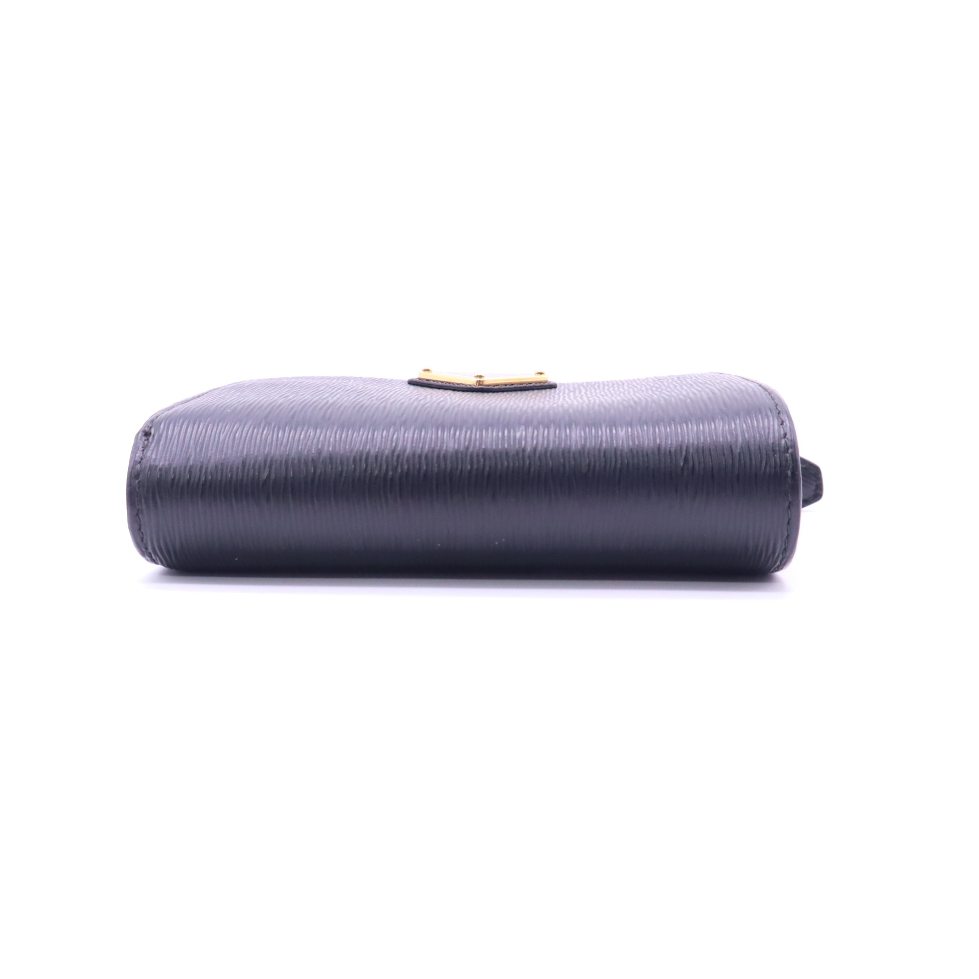 Prada Vitello Move Triangle Logo Compact Wallet Navy W21346