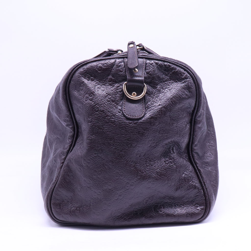 Gucci Dark Brown Guccissima Leather Large Carry-On Duffle Travel Bag twins B21055