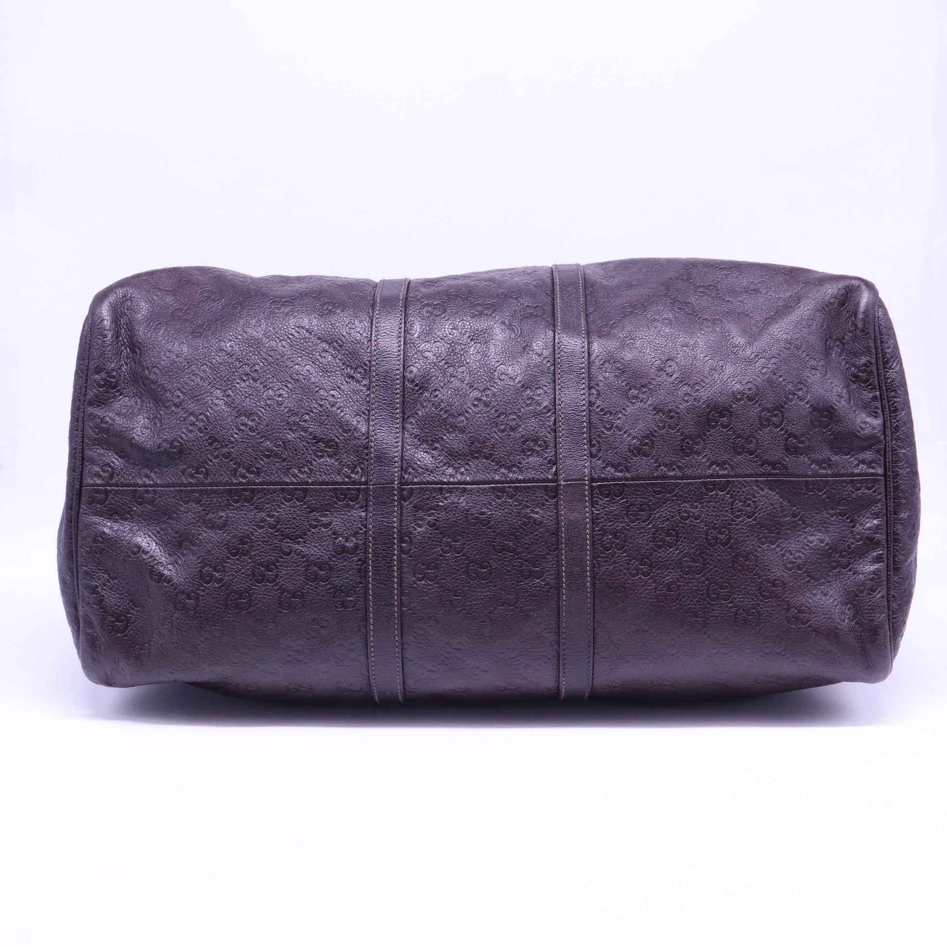 Gucci Dark Brown Guccissima Leather Large Carry-On Duffle Travel Bag twins B21055