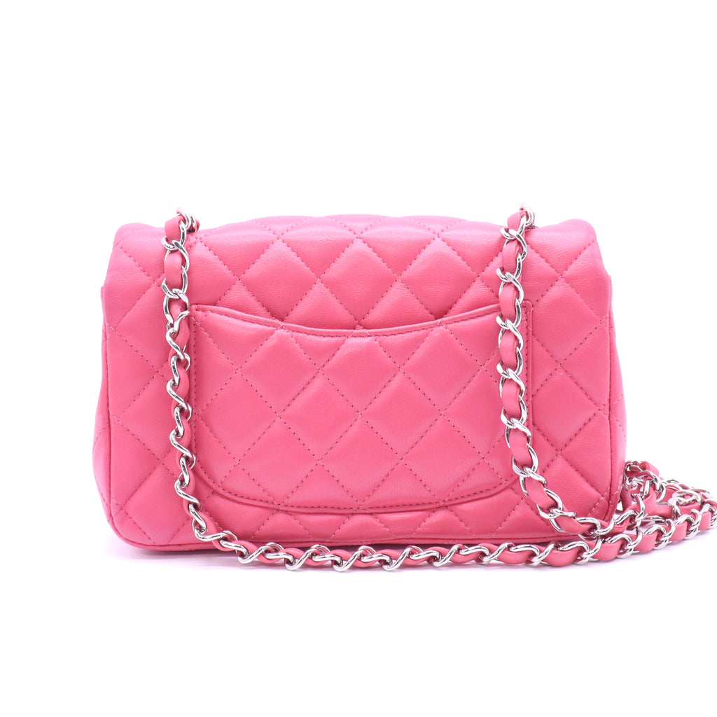 Lambskin Quilted Mini Rectangular Flap Neon Pink B22180