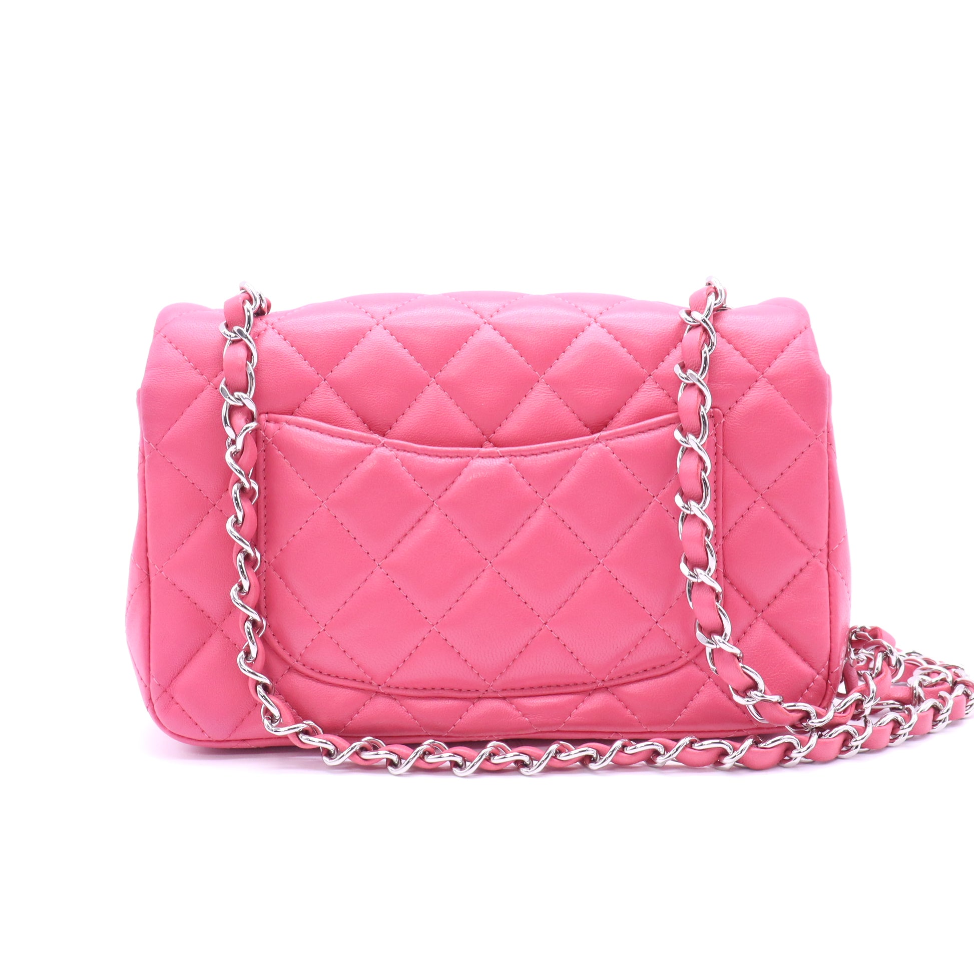 Lambskin Quilted Mini Rectangular Flap Neon Pink B22180