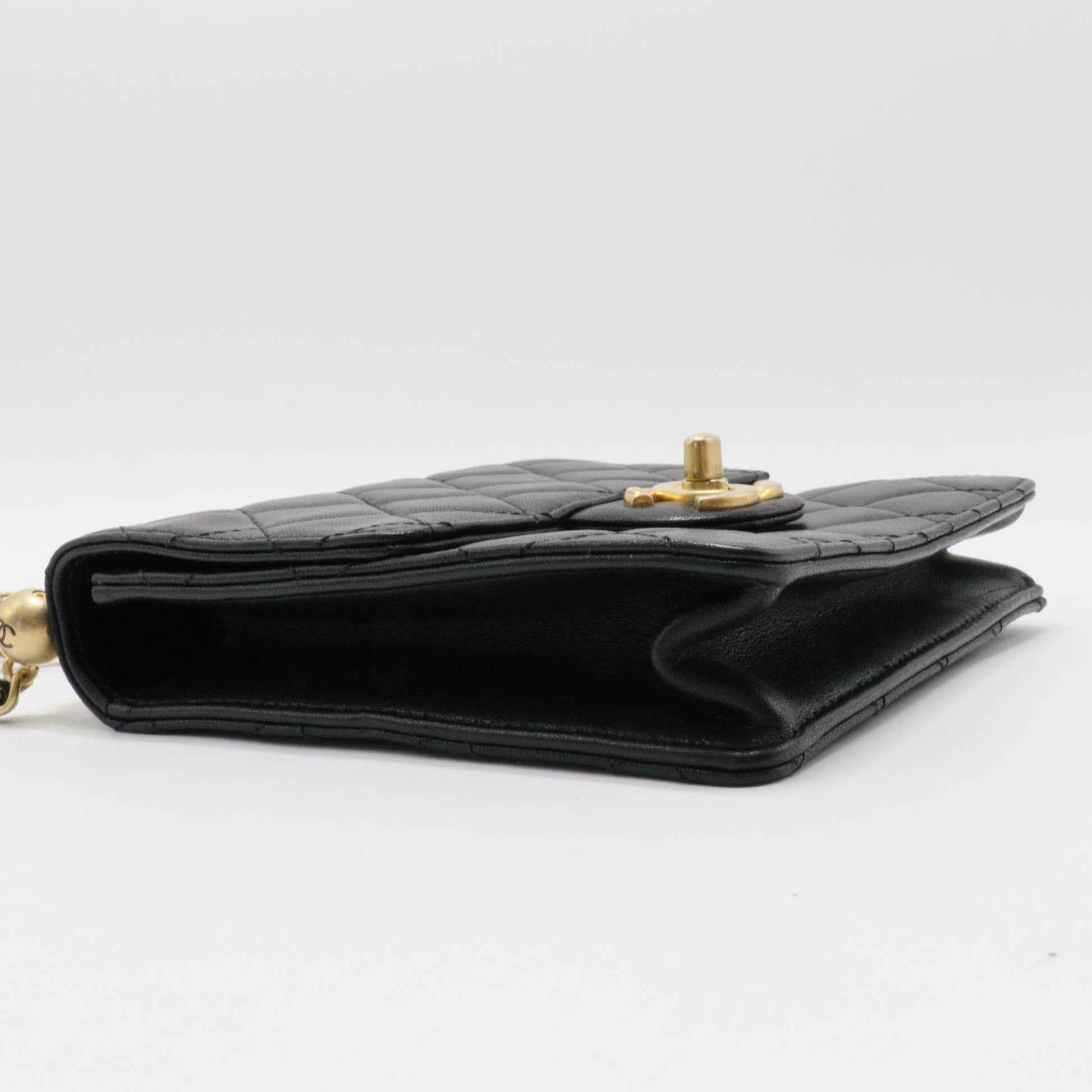 Pearl Chain Flap Bag Quilted Lambskin Small