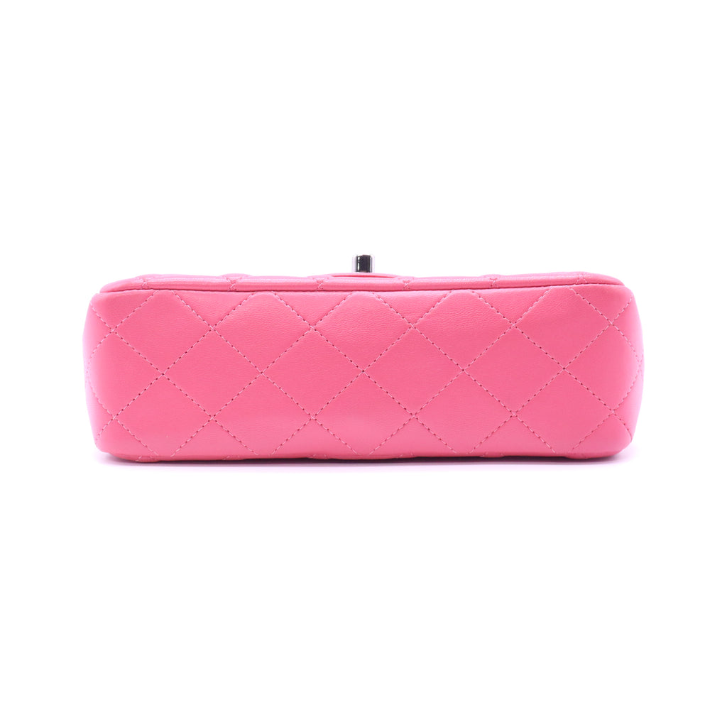 Lambskin Quilted Mini Rectangular Flap Neon Pink B22180