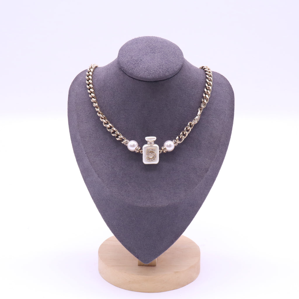 Chanel Resin Crystal No 5 Perfume Bottle Choker Necklace W21506