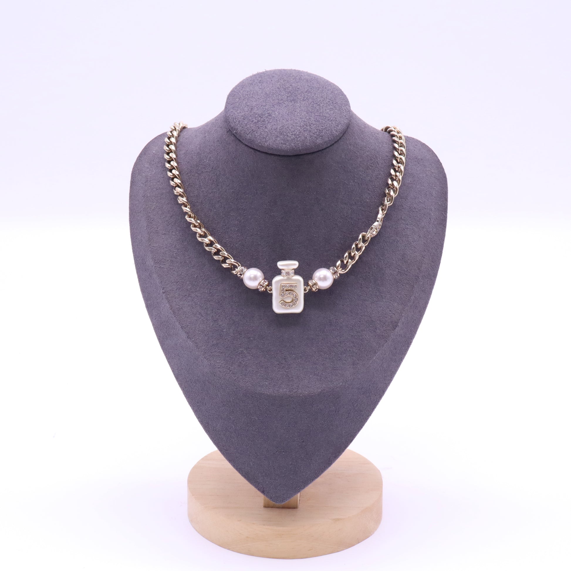 Chanel Resin Crystal No 5 Perfume Bottle Choker Necklace W21506