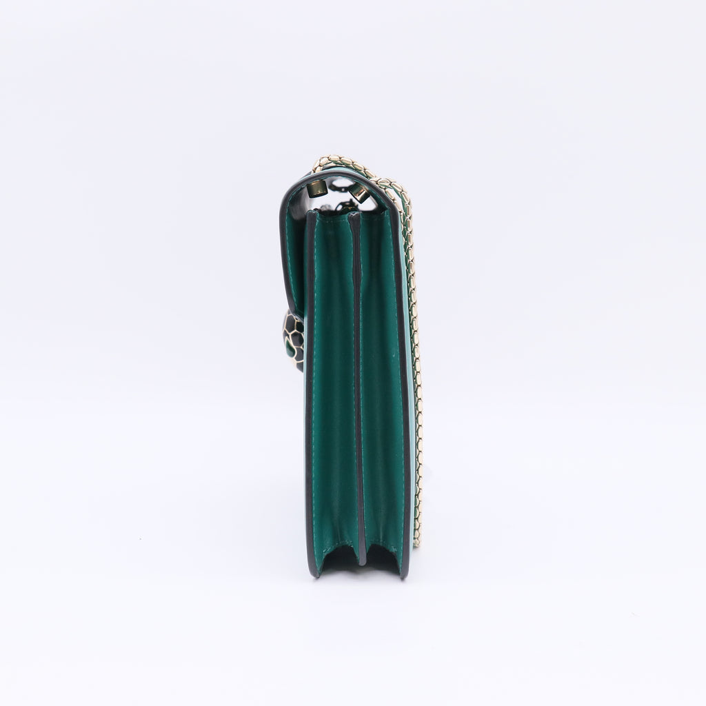 Green Leather Medium Serpenti Forever Flap Shoulder Bag B23220