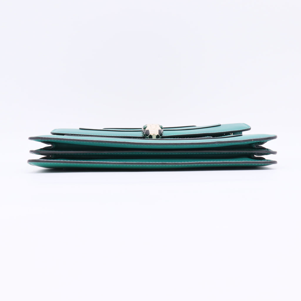 Green Leather Medium Serpenti Forever Flap Shoulder Bag B23220