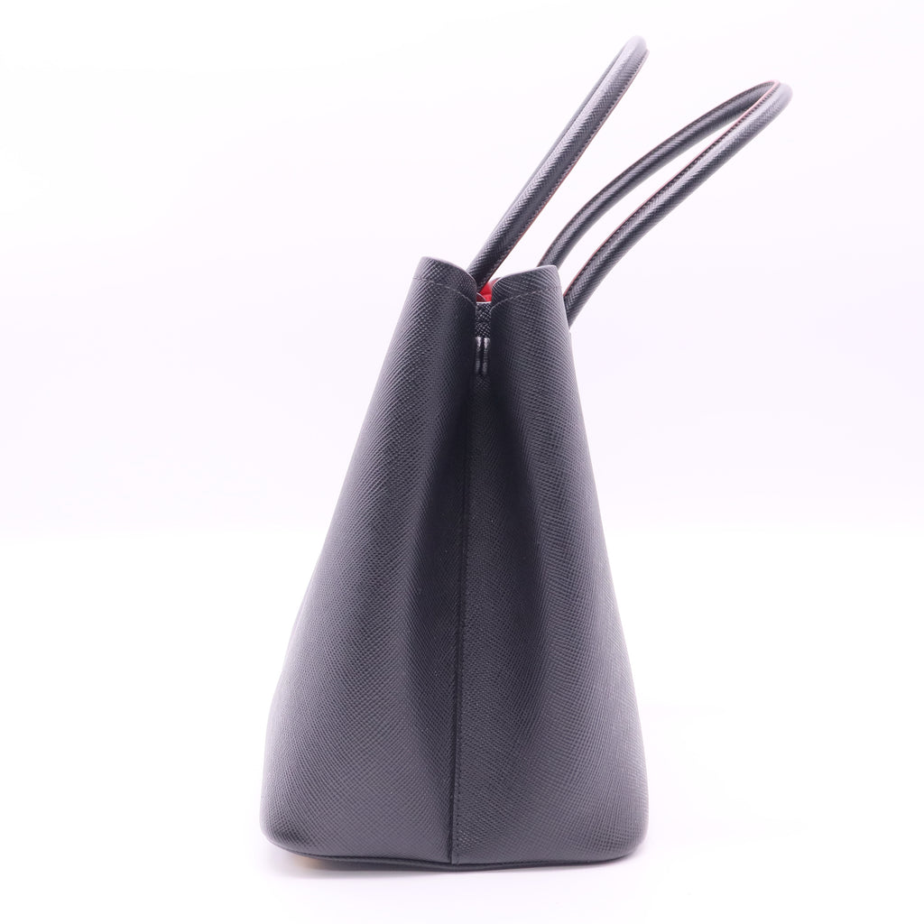 Prada Saffiano Cuir Double Bag Large red inside twins