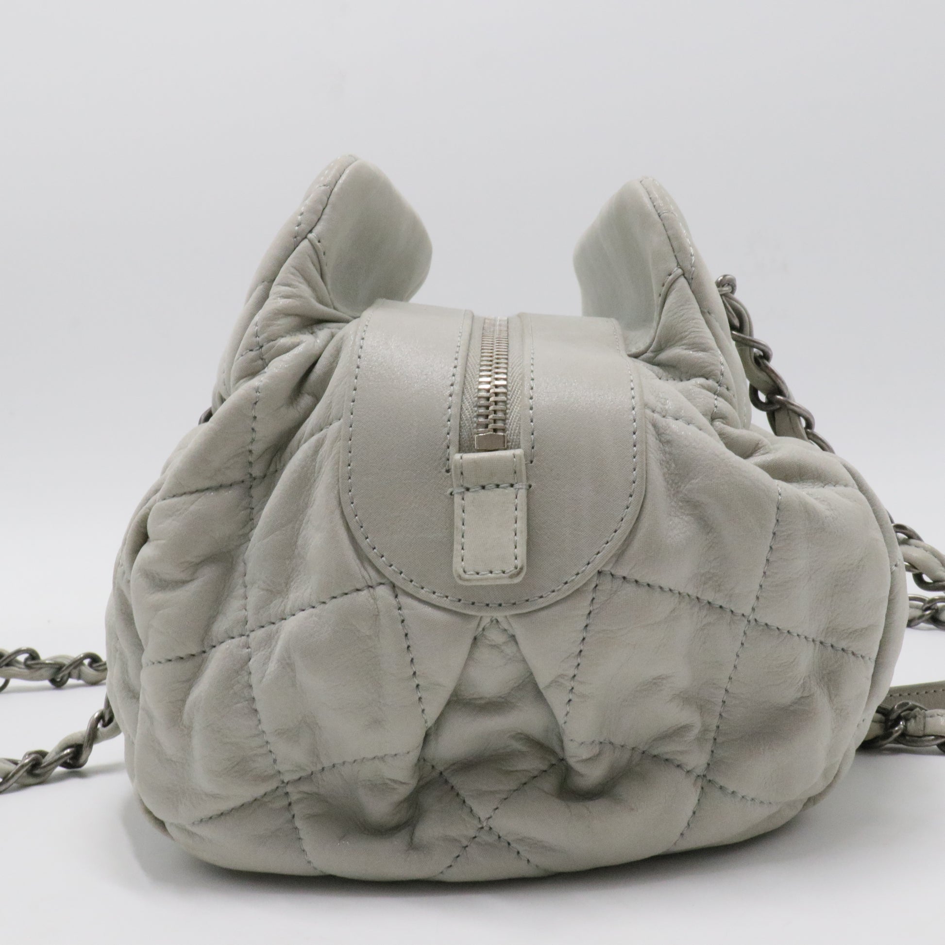 Chic Quilt Bowling Bag Quilted Iridescent Calfskin