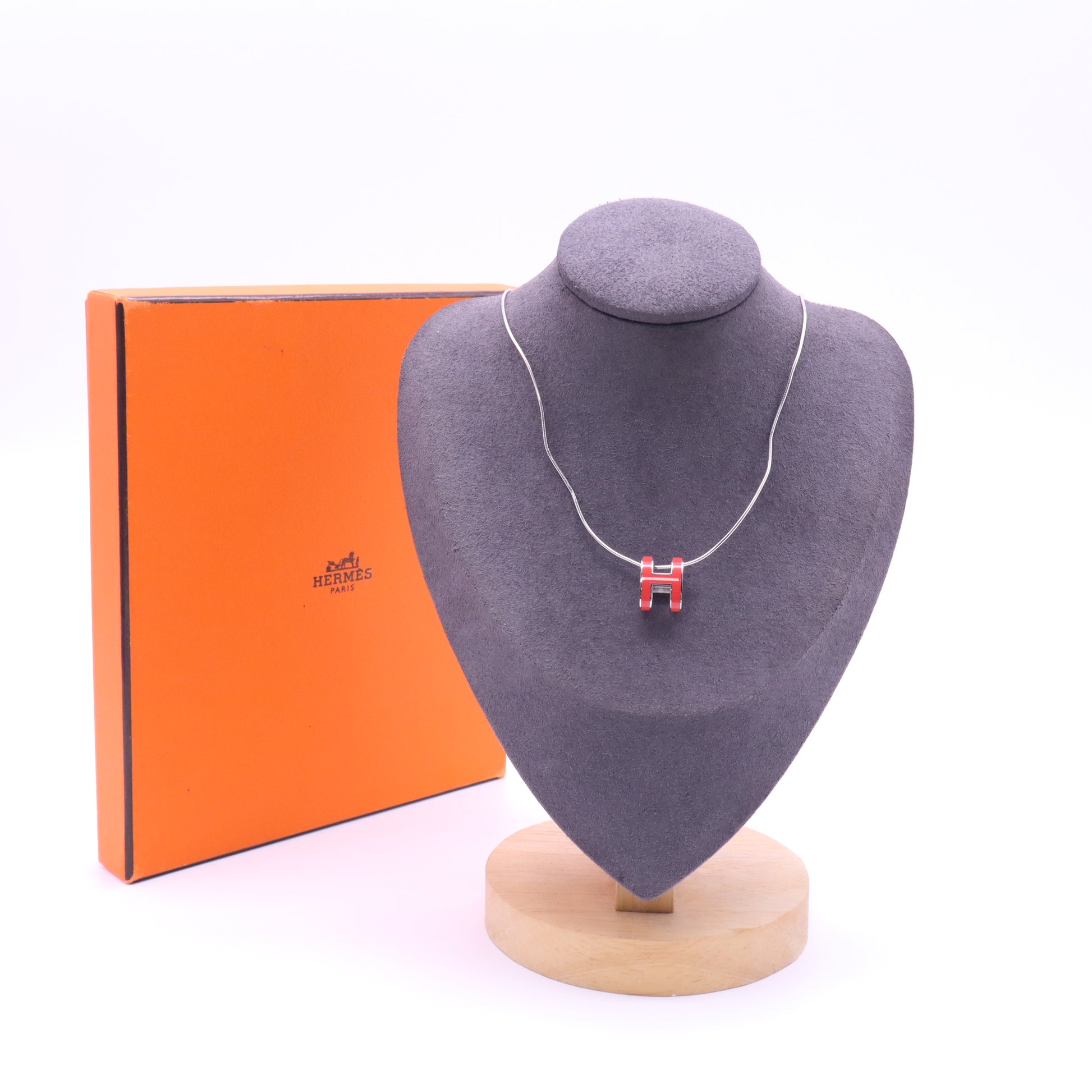 Hermes Mini Pop H Pendant Necklace Orange W21452