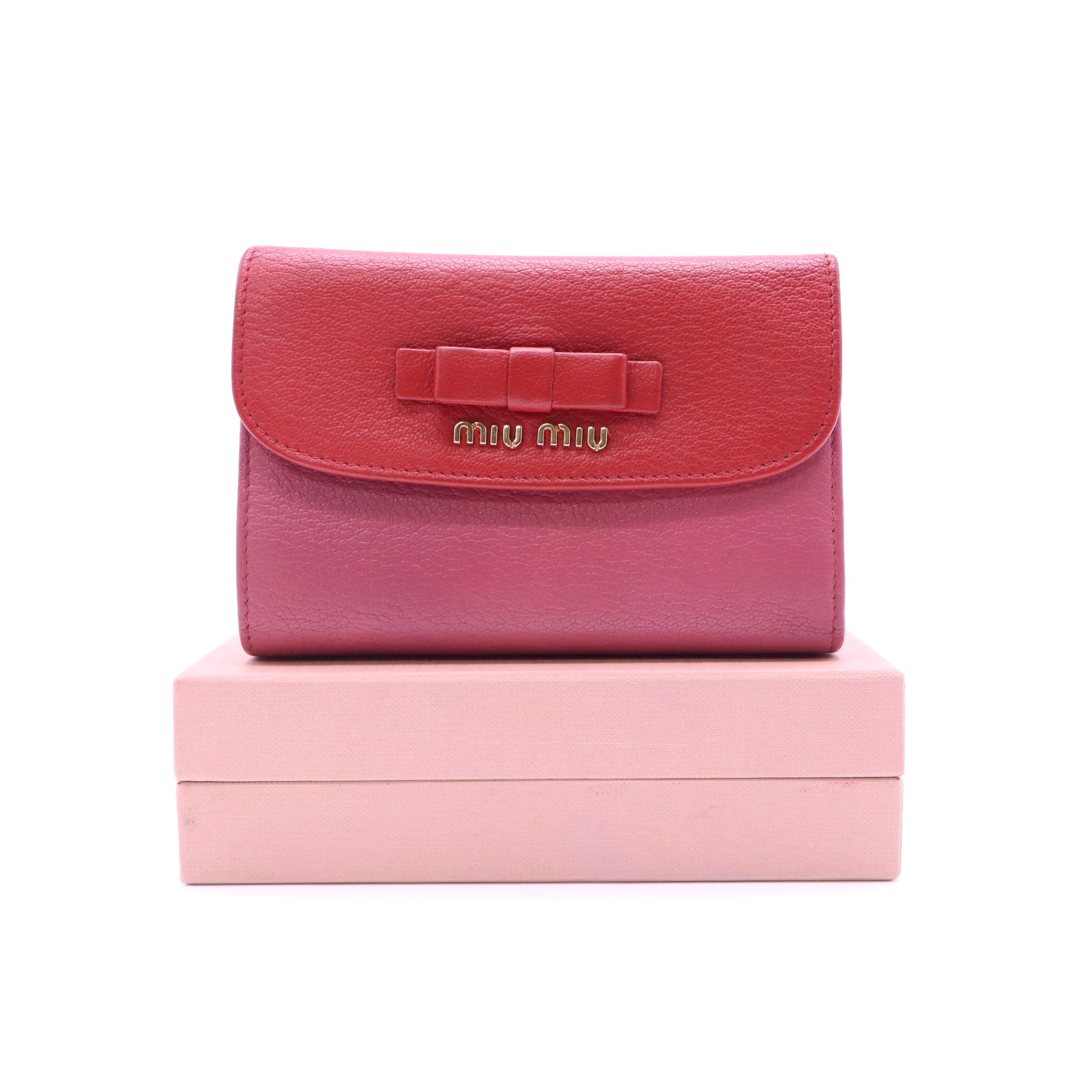 Miu Miu Madras Bicolor Bow Leather Wallet W21358