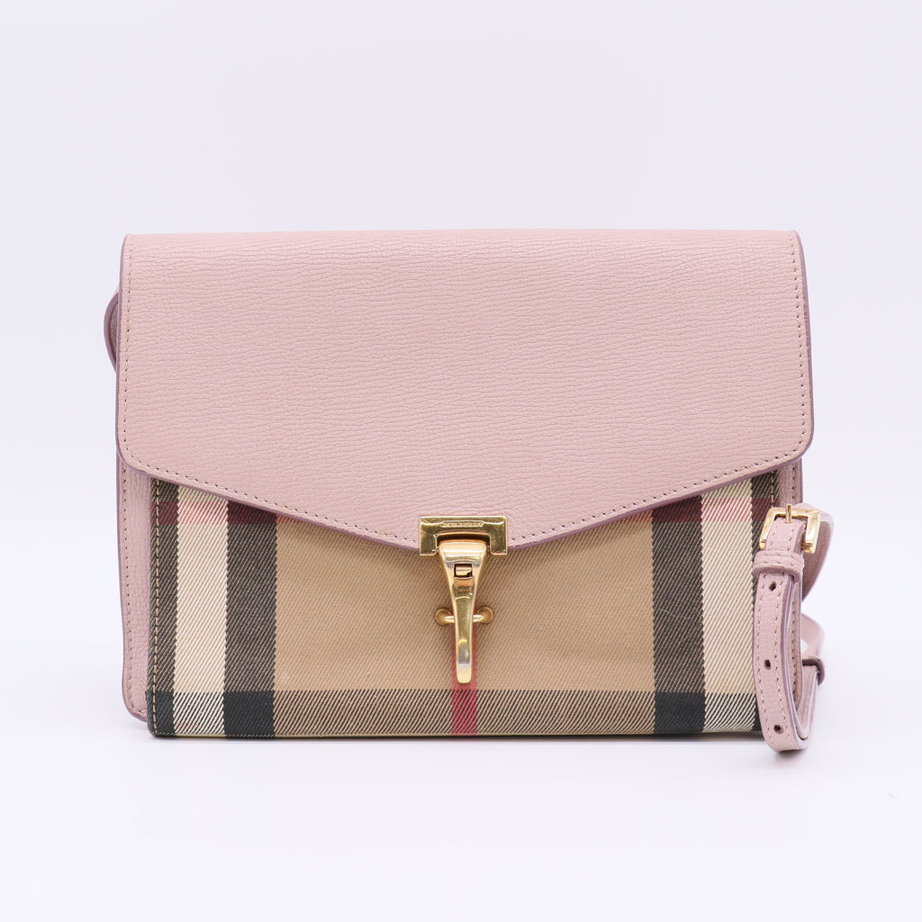 Derby Calfskin House Check Small Macken Crossbody Bag Pale Orchid B23221
